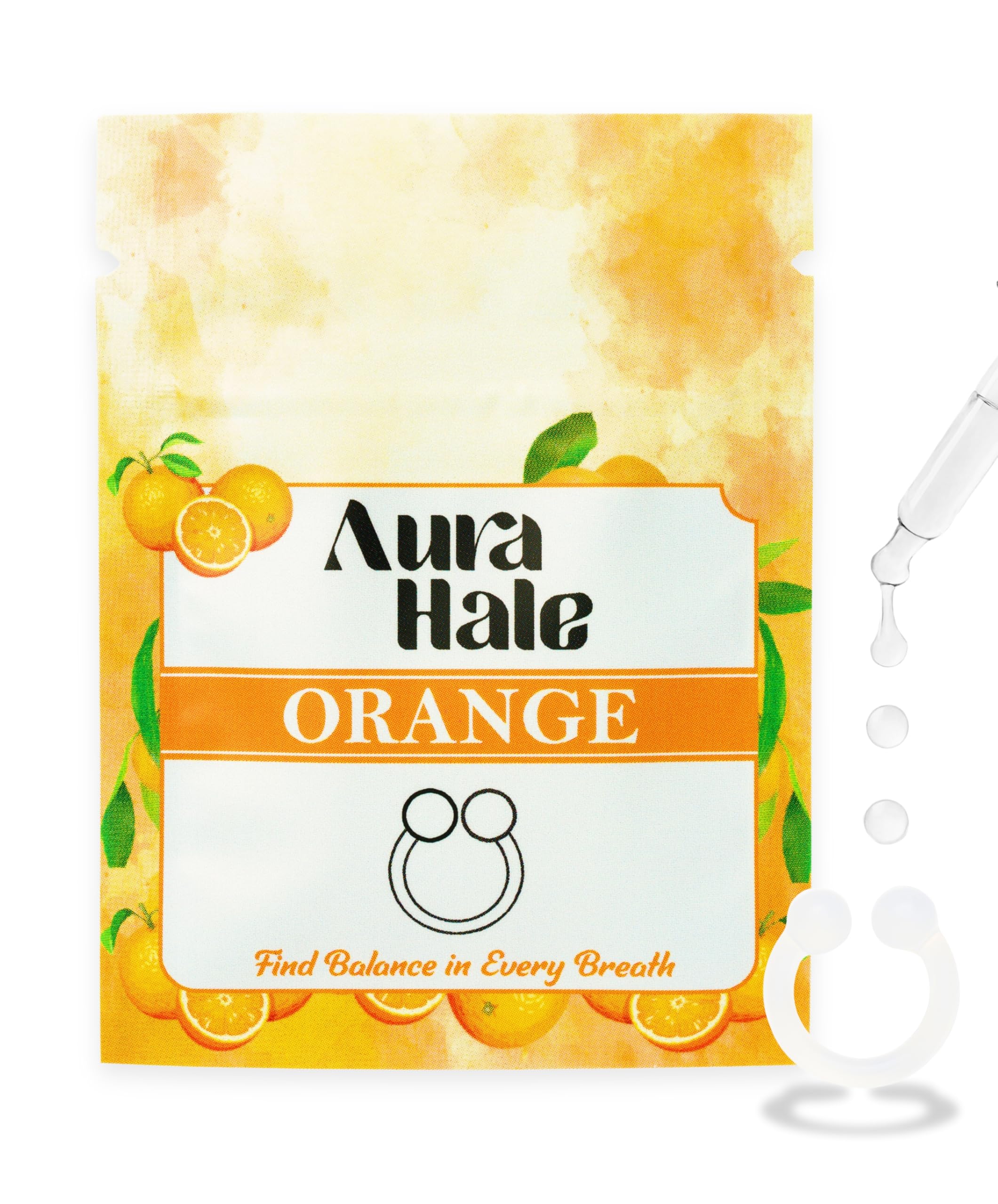 Aurahale Transparent Nasal Diffuser Ring – Orange Scent For Fresh Focus, Energised Mind & Immune Boost | Wearable Aromatherapy | Medical-Grade Silicone | Organic Essential Oil Infused