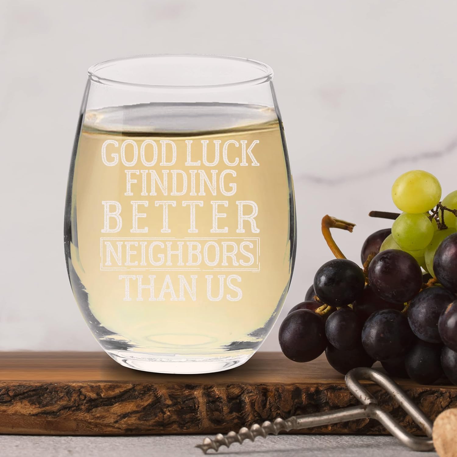 Veracco Funny Good Luck Finding Better Neighbor Than Us Wine Glass Stemless Charcuterie Topper Happy Birthday Party Favors Accessories Neighbors - Image 9