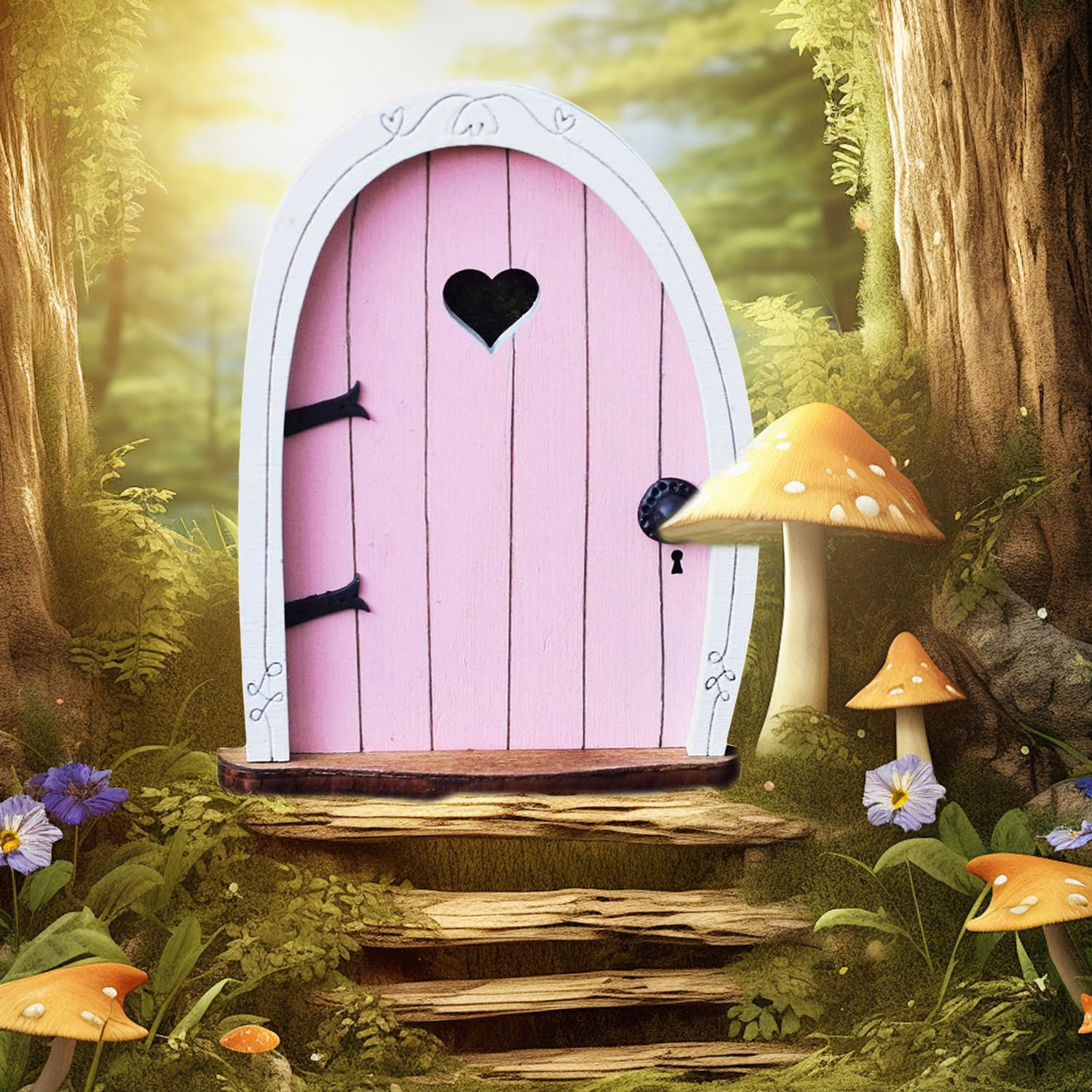 JNAWA Fairy Door Miniature World Garden Fairy Door Decoration Magical Garden Outdoor Decor Accessories for Yard Art Sculpture Mystical Fairy Tree - Image 3