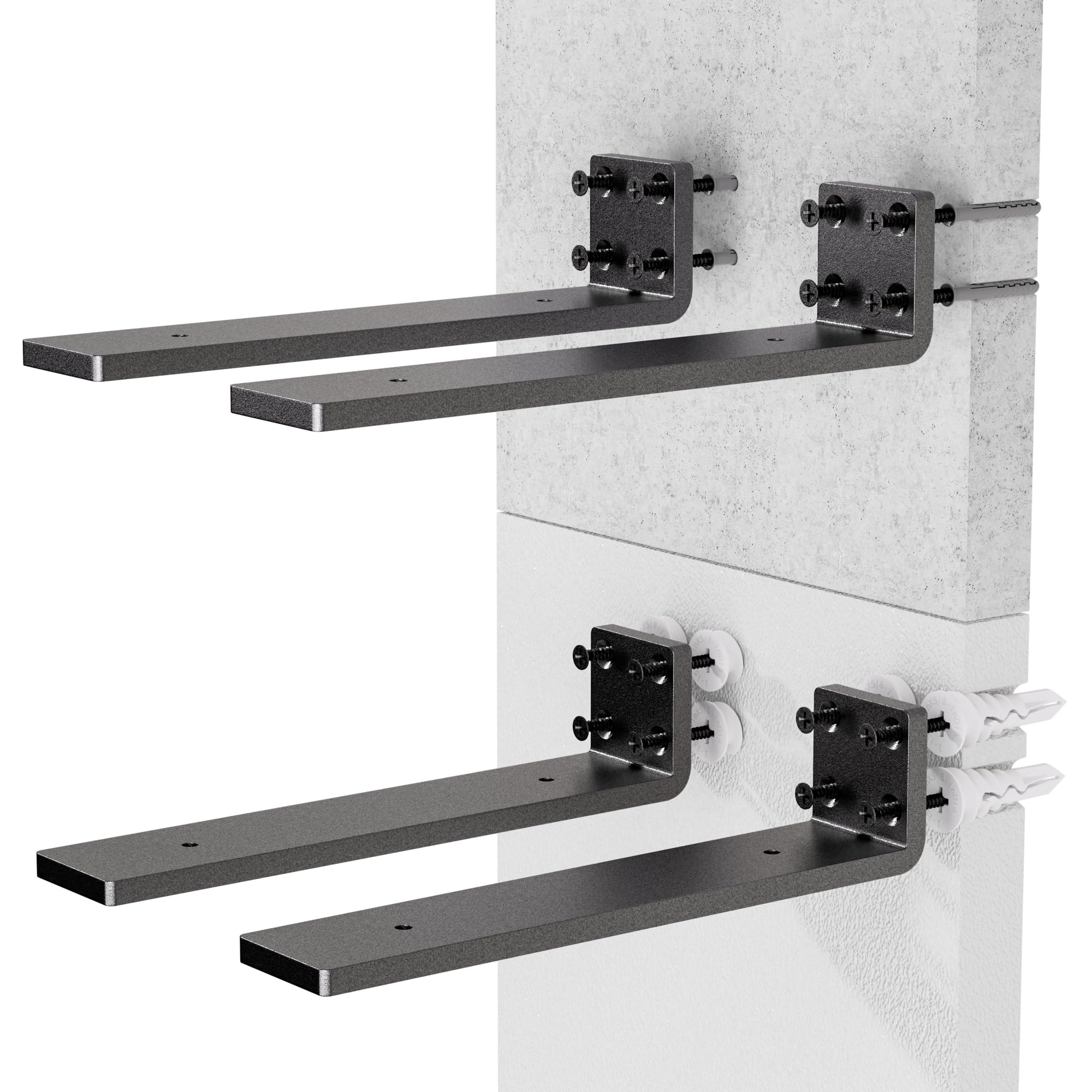 Heavy Duty Metal Shelf Brackets 4-Inch, Set of 6, Modern Black Matte Finish, 1/5" Thick Steel, Easy-to-Install, Strong Support for Shelves, Versatile & Stylish (4 Inch - 6 Pack) — Amazon image 12