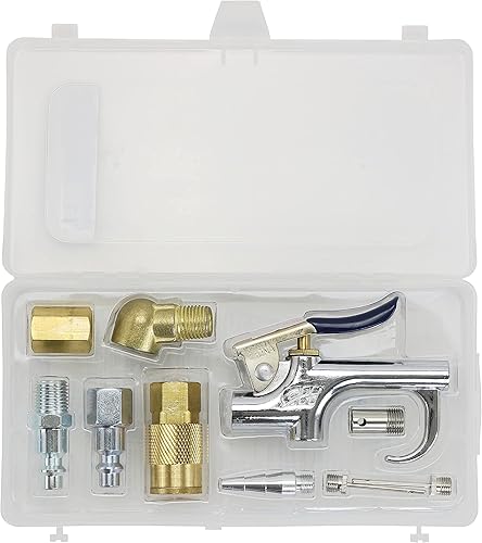 Miniatura 2 de Kit de iniciación de compresor de pistola de aire de 11 piezas, incluye accesorios, acopladores, infladores y más, juego completo con inflador