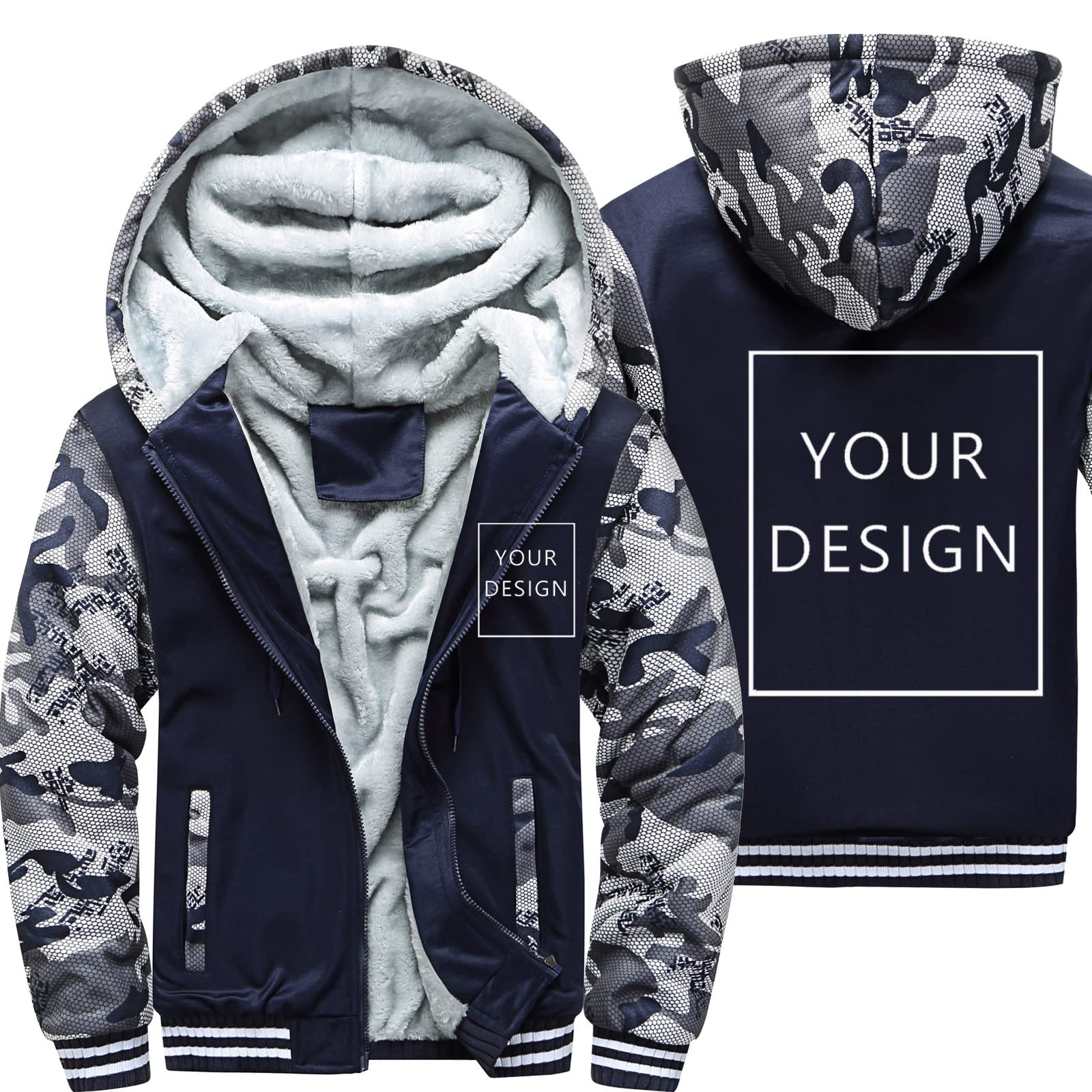 ALRRGPB Custom Hoodie for Men Design Your Own Jacket Add Text Personalized Full Zipped Sweatshirt