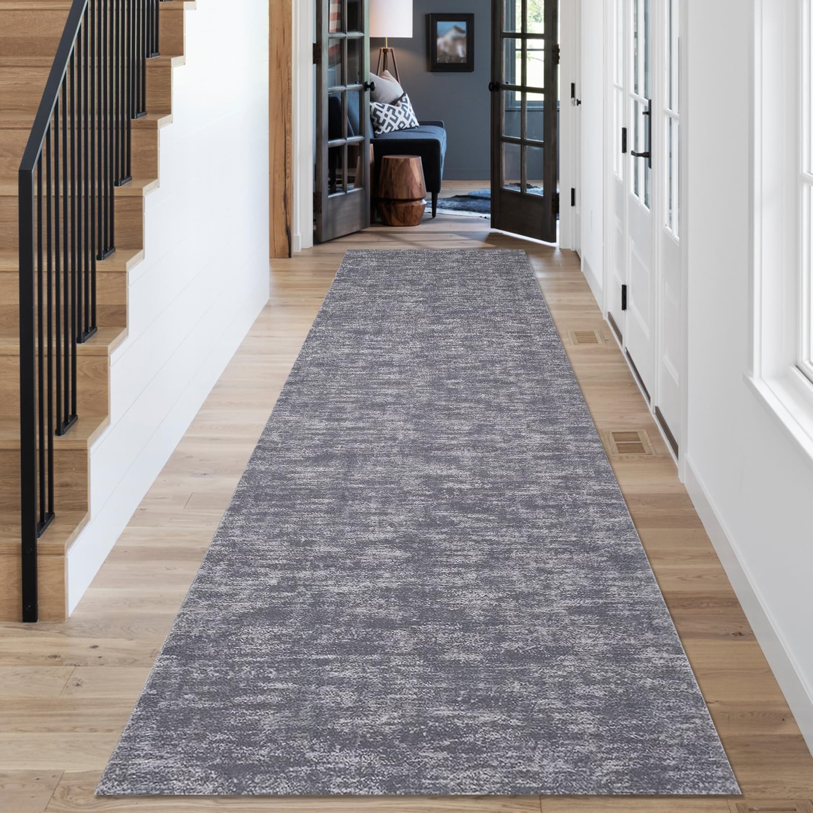 Tappeto passatoia per corridoio, 60 x 250 cm Grigio Tappeto Lavabile da Cucina, Alfombra de Entrada, Camera da Letto Alfombra de Pasarela de la Sala de Estar, Alfombra Corredor Lunga per Ingresso