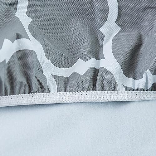 Miniatura 6 de Mantel de vinilo para exteriores, redondo, ajustable, con cremallera y agujero para paraguas, 100% impermeable, fácil de limpiar, cubierta de mesa