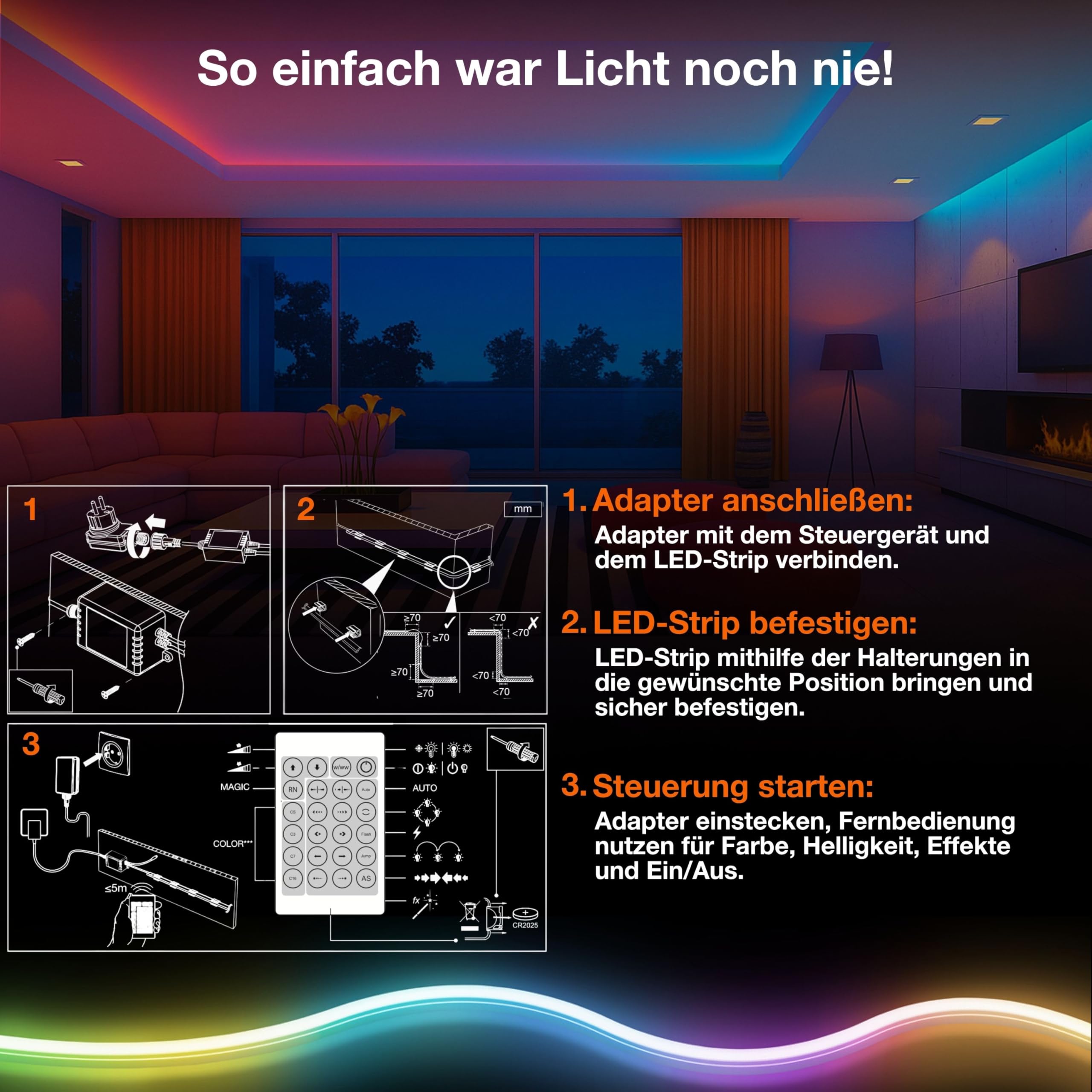 LEDVANCE SMART WIFI NEON FLEX bunte/weiße LED-Streifen für Außen mit WiFi-Technologie und homogener Lichtverteilung; MGC TW RC; nicht dimmbar; weiß; Silikon; 5 m; Leuchtmittel nicht austauschbar