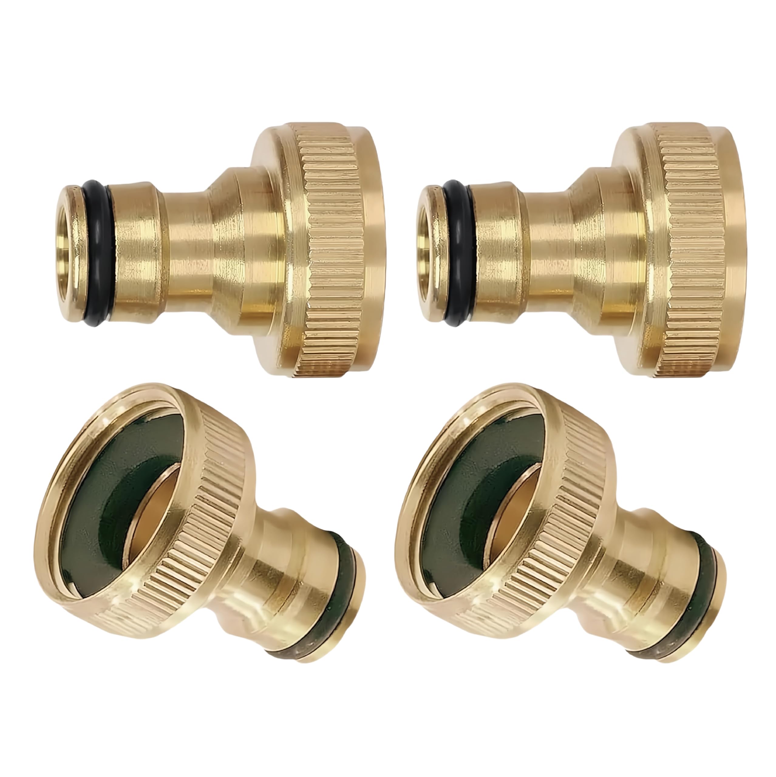4 Pieces 3/4" Female Thread Connectors Made from BrassοΌResistance to Corrosion and no RustοΌSuitable for use with Garden Hose, sprinklers and Indoor and Outdoor taps