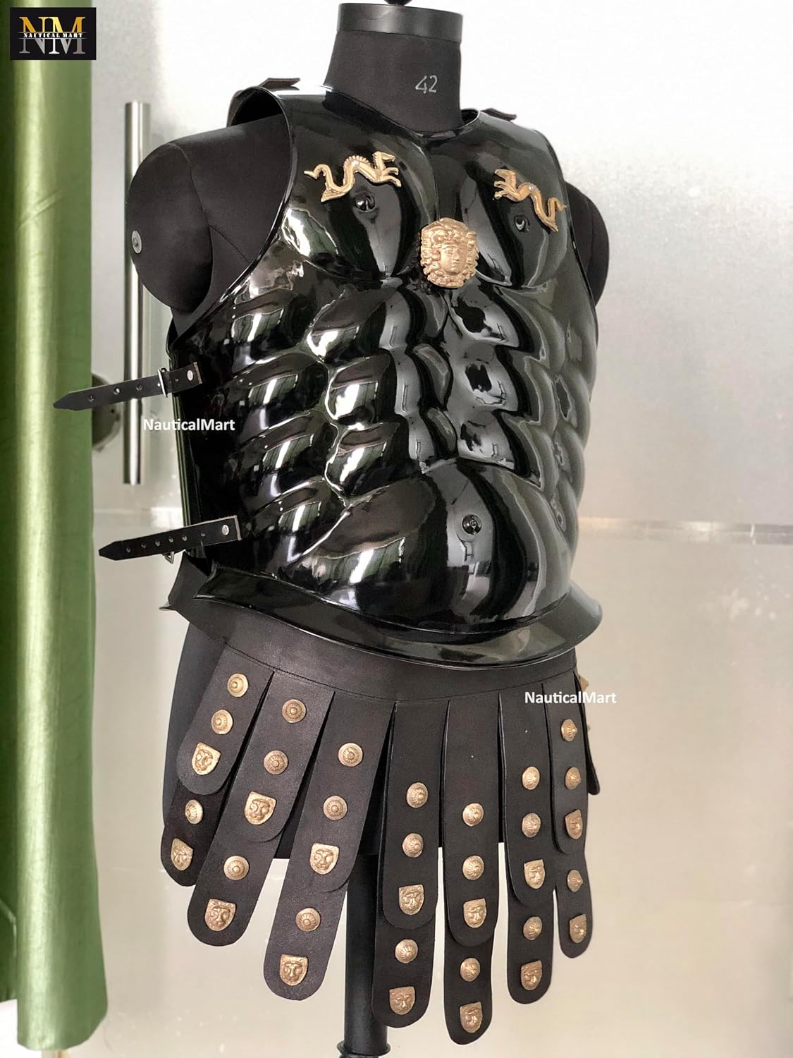 NauticalMart Medieval Roman Greek Muscle Armor Cuirass LARP Halloween Costume Black