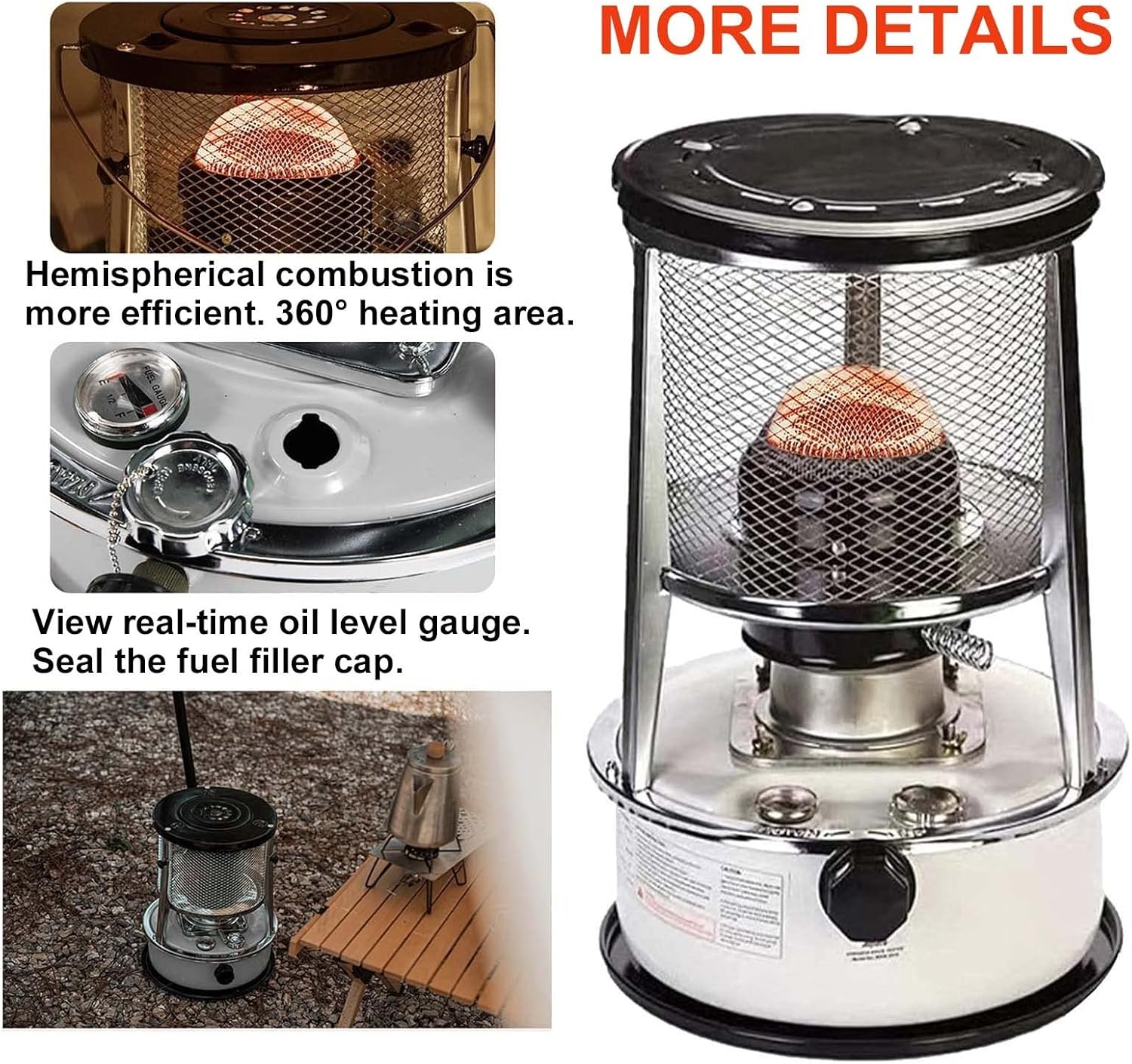 Mini Kerosene Heater, Indoor Non Electric Heater, Small Kerosene Heater for Camping, Handle Design, Easy to Carry Kerosene Stove, Cotton Wick Good Burn, Can Be Used Indoors and Outdoors
