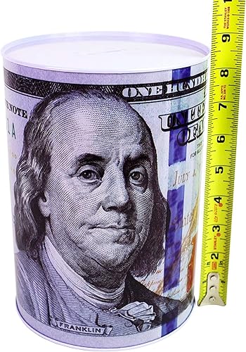 Miniatura 2 de COLIBROX Billete de 100 dólares alcancía de 85 pulgadas de alto para ahorrar dinero moneda Benjamin Franklin C Note Tarro de billetes de banco