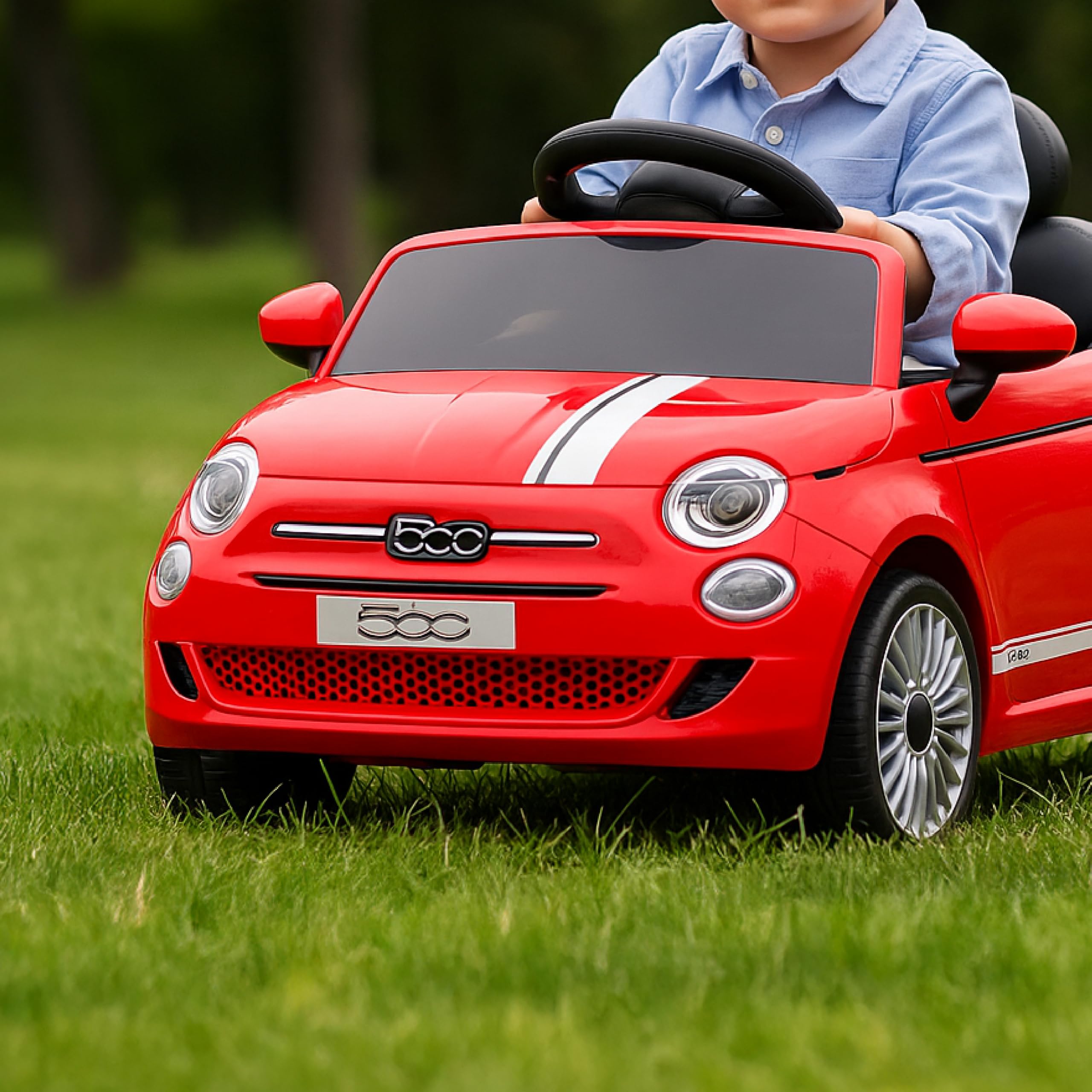 Baroni Toys FIAT 500 Baby Car Elettrica 12V con Telecomando Genitori, Luci, Suoni, Retromarcia, Cintura di Sicurezza – Auto per Bambini 1-4 Anni, Rossa