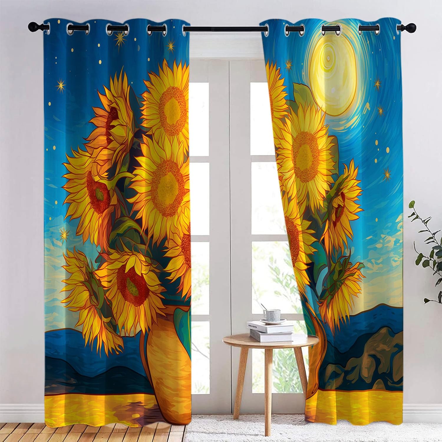 CozyRest Zestaw 2 zasłon zaciemniających z oczkami, dźwiękoszczelne, izolacja termiczna, 183 x 214 cm, nieprzejrzyste, do domu, salonu, słoneczników olejnych