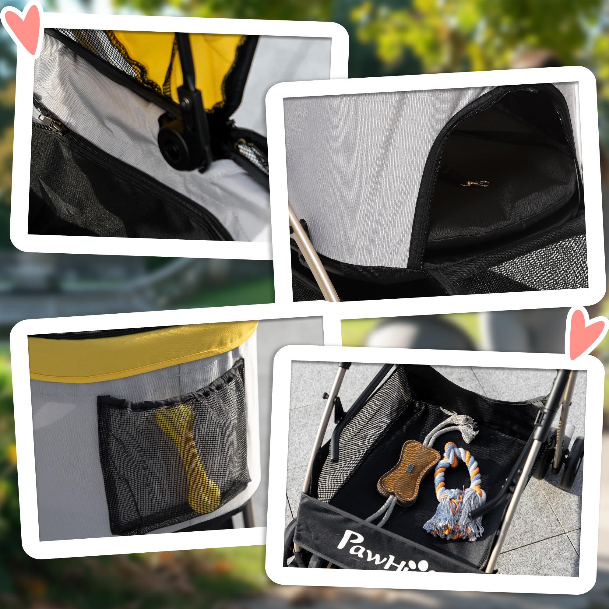 Carrito para perros PawHut, carrito para perros 2 en 1, bolsa de transporte, carrito plegable para perros con cojín, carrito para perros pequeños, gatos, carrito para gatos con 4 ruedas, ventana de