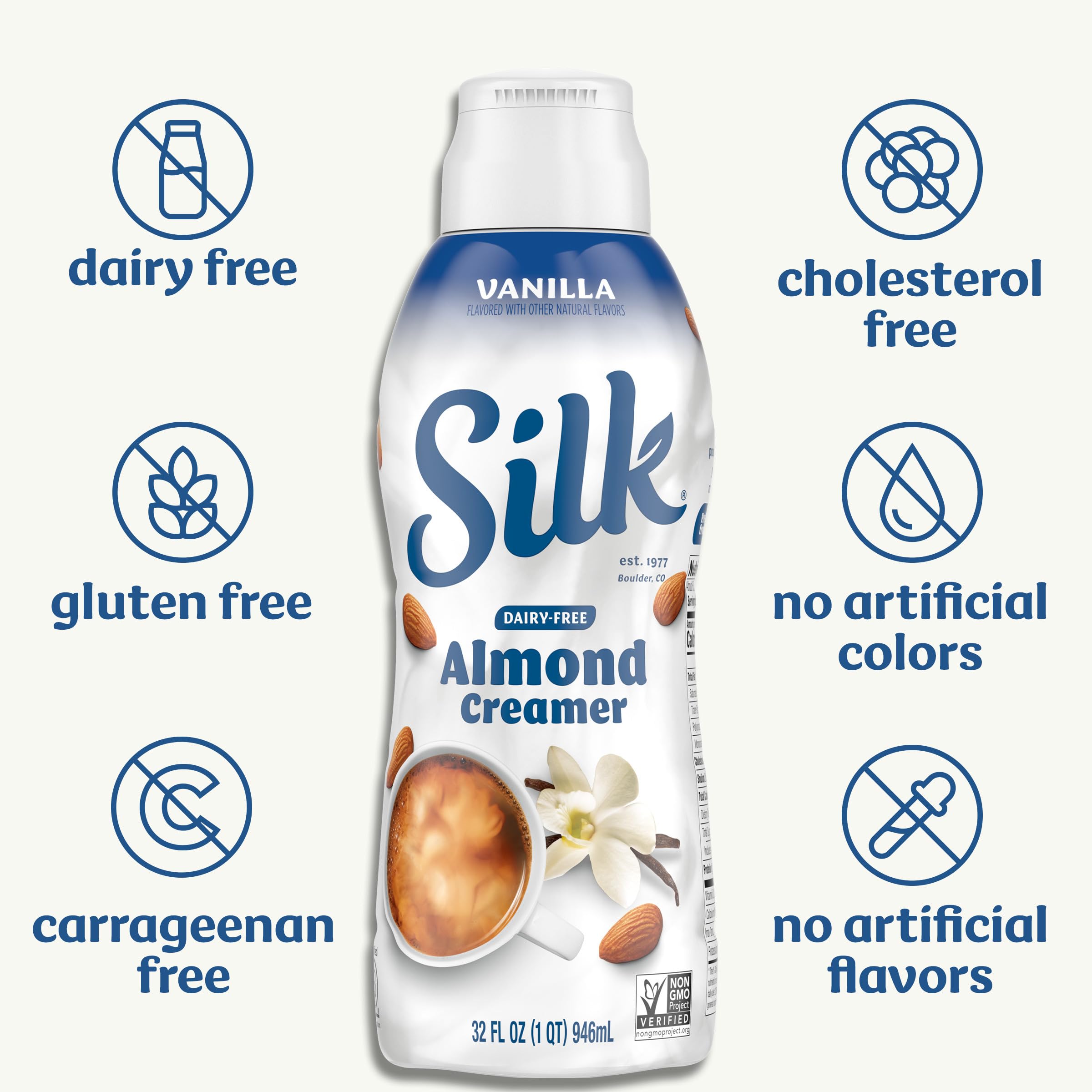 Silk Vanilla Almond Creamer Gluten-Free Non-GMO Project Verified 1 Quart — view 13