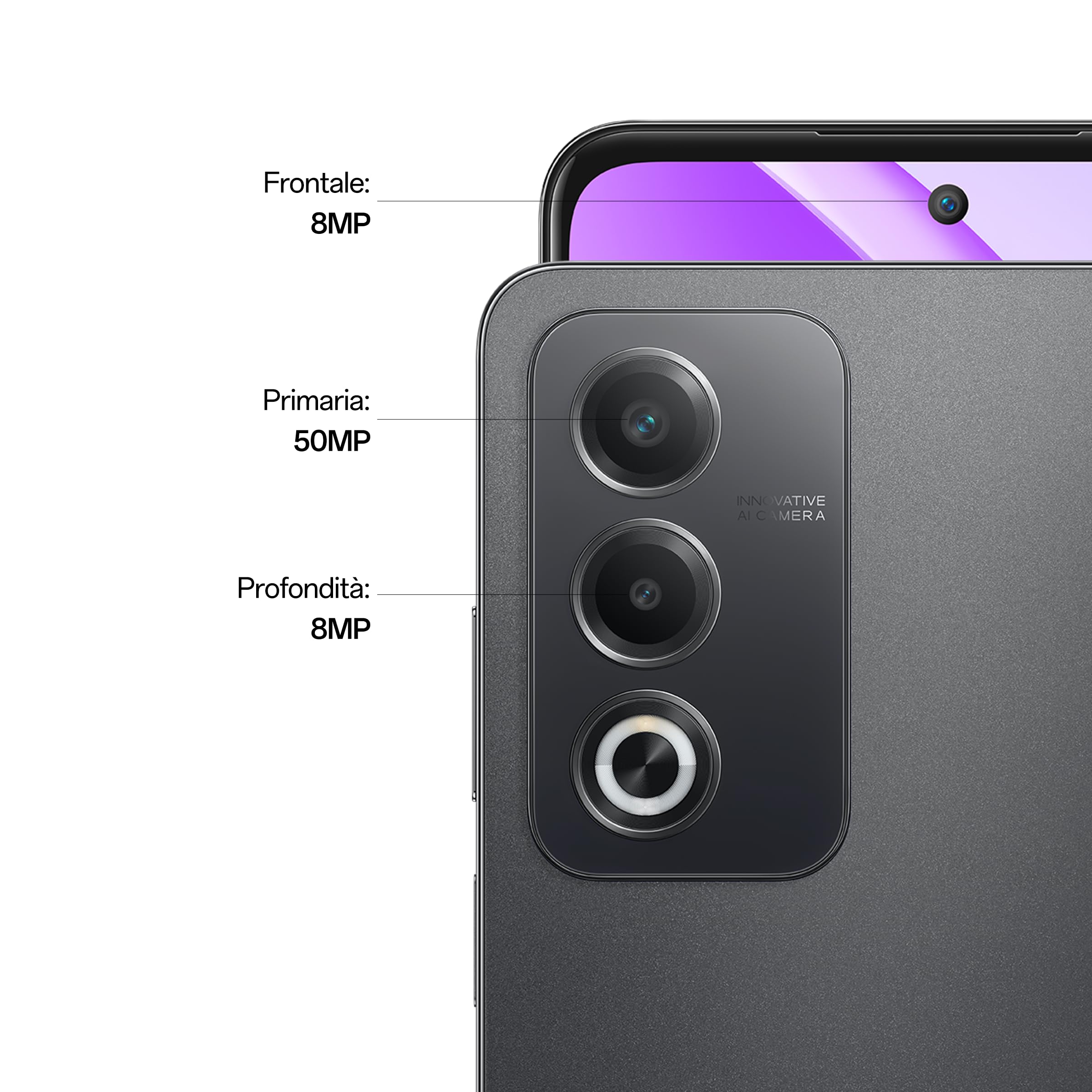 OPPO A80 5G Smartphone, AI Doppia Fotocamera 50+2MP, Selfie 8MP, Display 6.67” 120HZ LCD HD+, 5100mAh, RAM 16GB (8+8) +ROM 256GB (esp1TB), IP54, Supporto Auto [Versione Italia], Starry Black