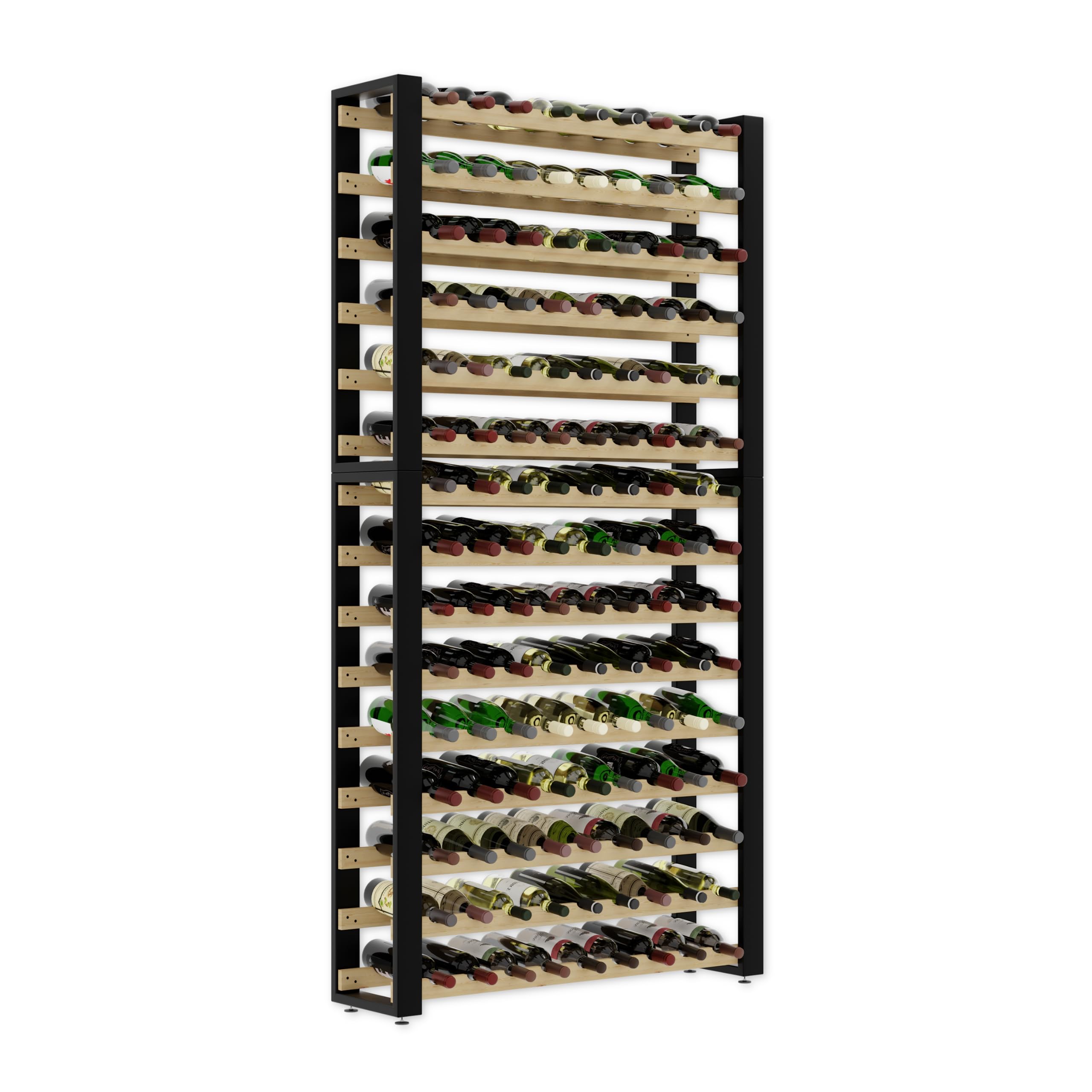 Lenmar Série RW Casier à vin en bois pour bouteilles, étagère de cave LOFT 135, 204 x 104 x 27, 135 bouteille