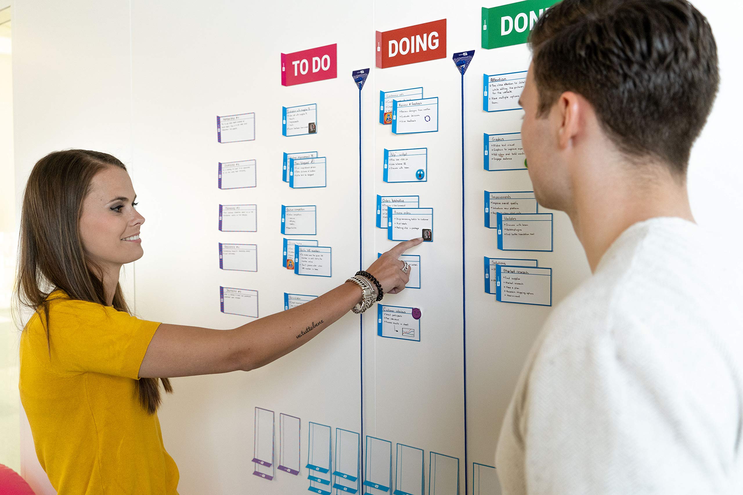 PATboard Scrum Board und Kanban Tafel Basis Toolset Magnetisch - Magnetkarten für agiles Projektmanagement - Basic to do tafel für Scrum and Kanban Teamwork