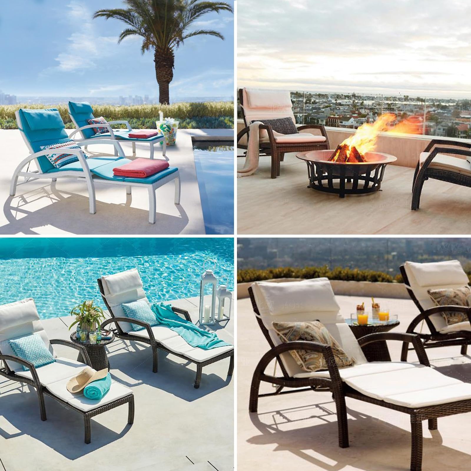 Sonnenliege Klappbar, Rattanweberei, Verstellbare Rückenlehne, Wasserdicht, Strandstuhl, für Garten, Strand, Schwimmbad, Terrasse (Color : A)