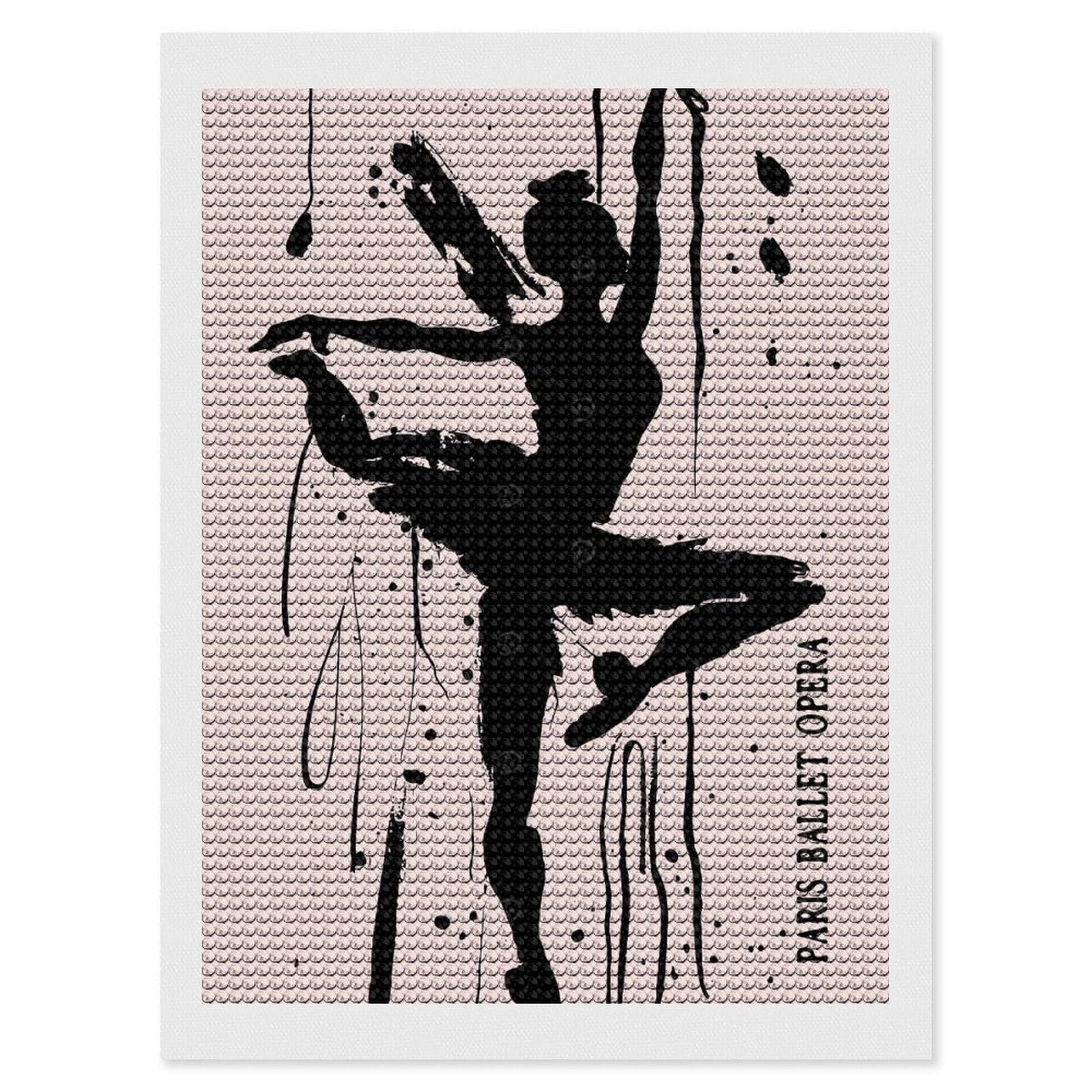 Junmoney Paris Ballet DIY Diamond Art Canvas Kit 12"x16", Winter Craft, Mindful Craft Project, Aesthetic Room Decor, Decor Project