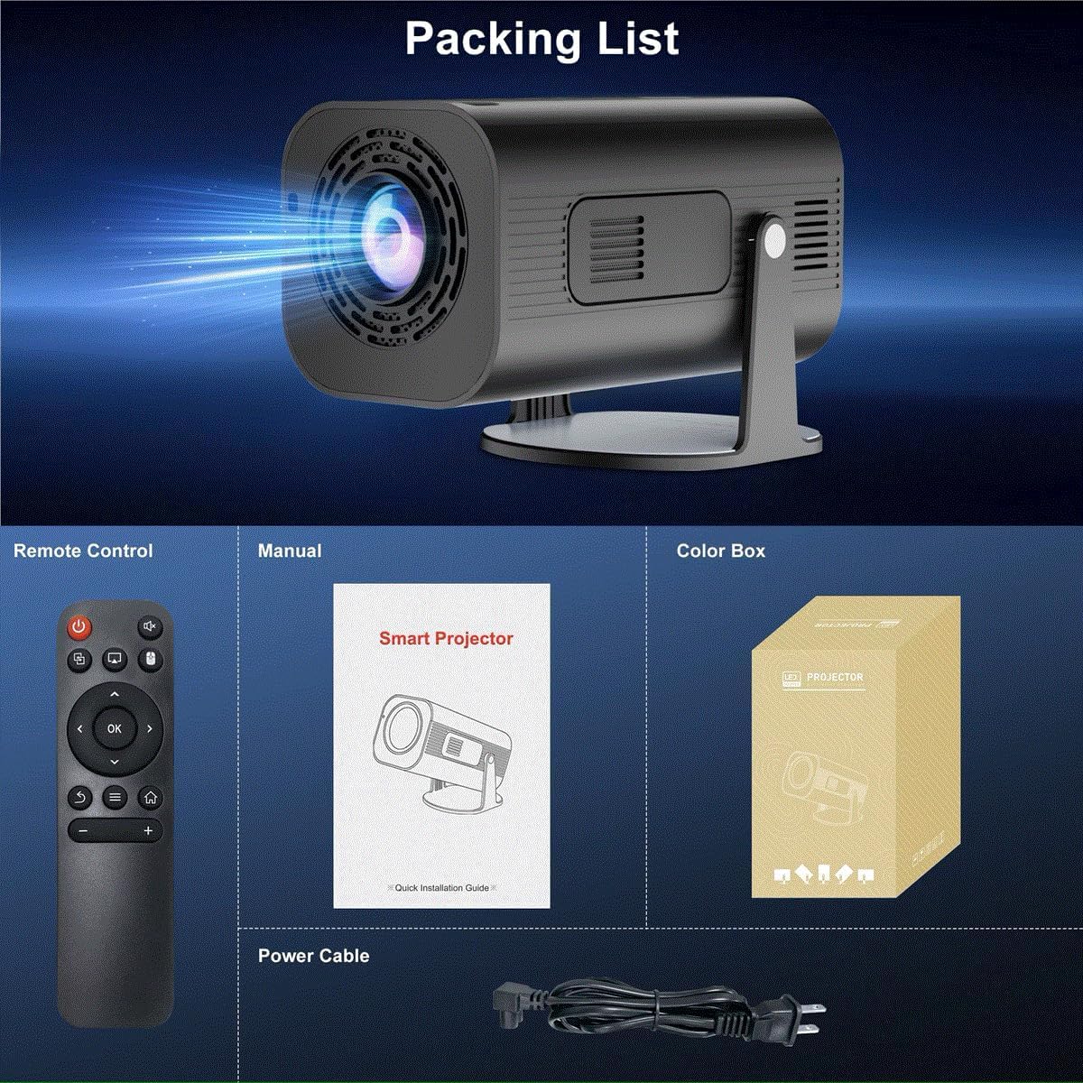 Mini projecteur Android 11 280 ANSI 4K 8K 1080P WiFi 6 BT5.0 Home Cinéma Projecteur Portable Android/iOS Vidéothèque (Black)