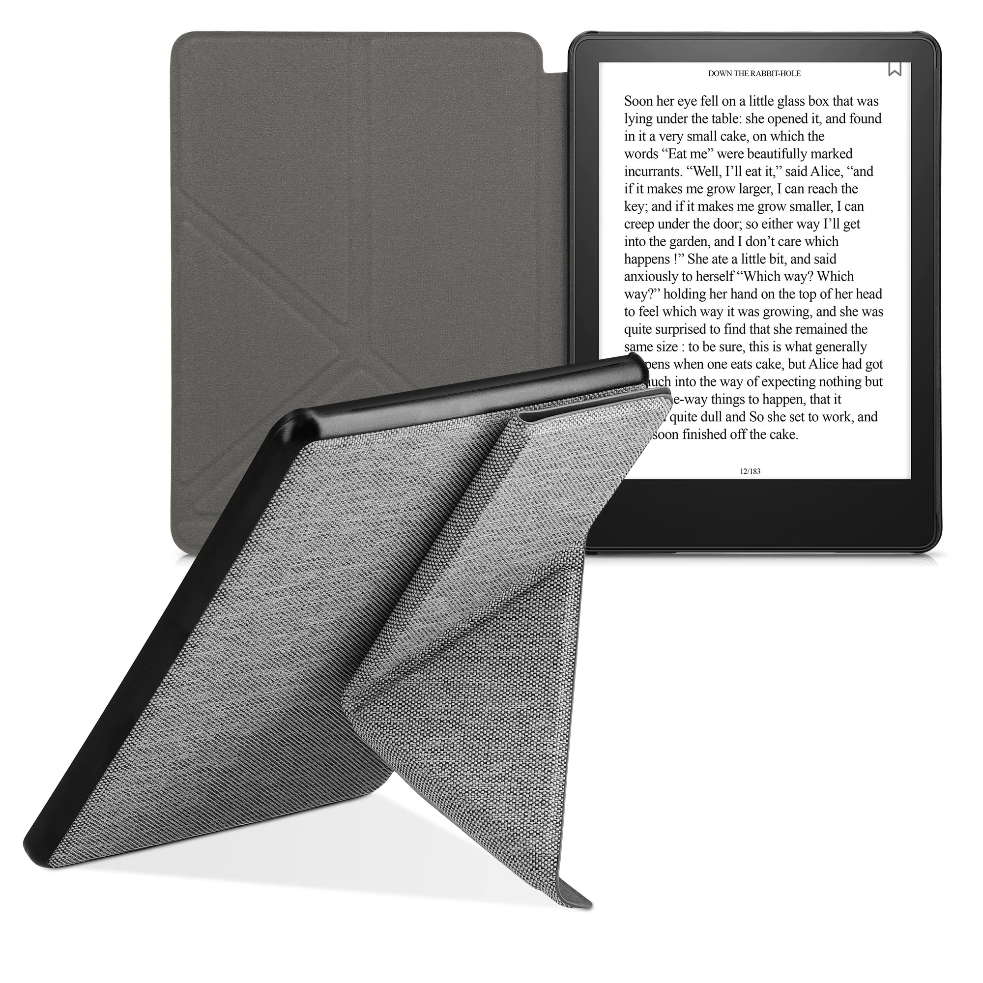 kwmobile materiałowe etui na e-czytnik kompatybilne z Amazon Kindle Paperwhite 11. generacji 2021 – pokrowiec na e-czytnik w jasnoszarym kolorze