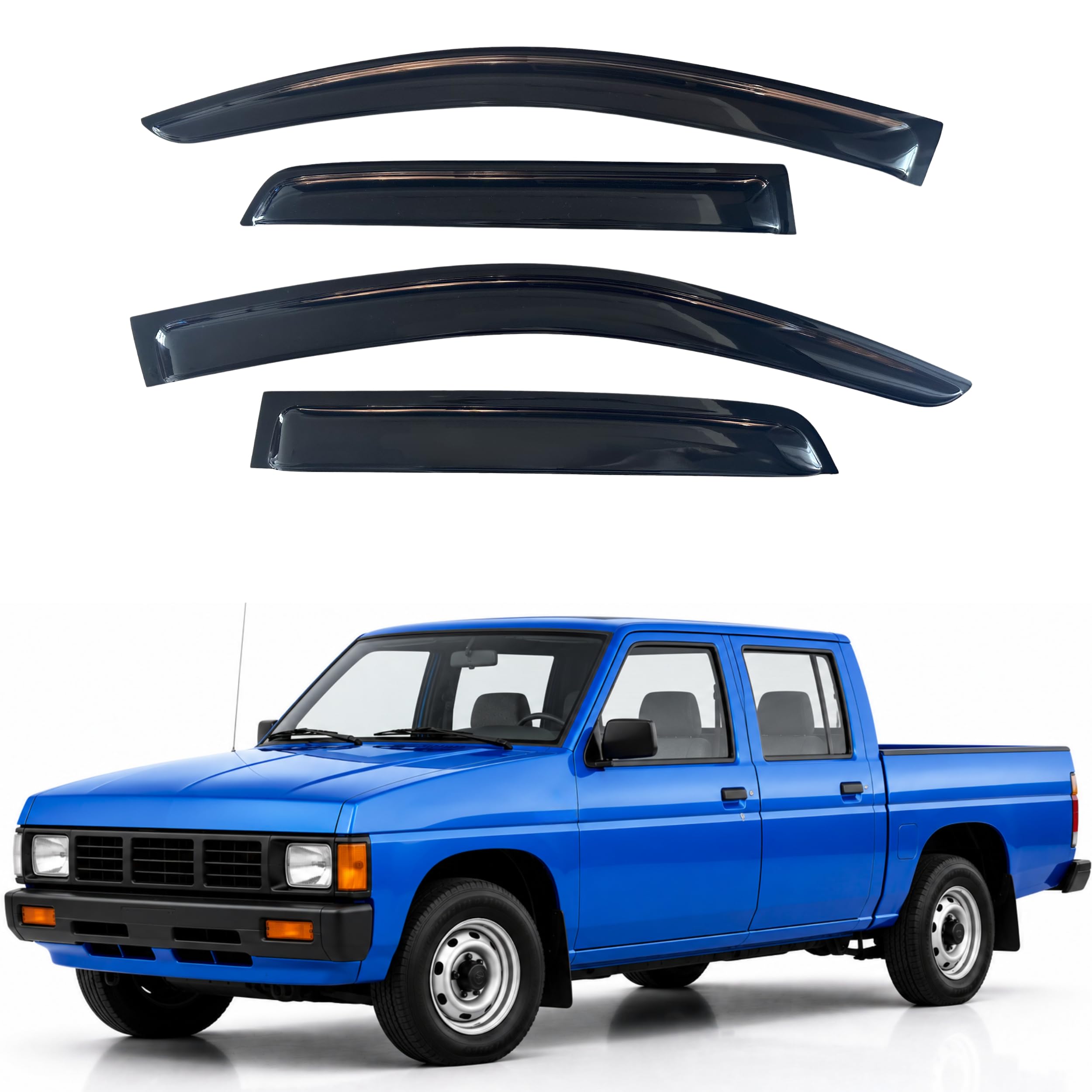 IG Window Visors Fit for 1987-1997 Nissan Pickup, Out-Channel Rain Guards Vent Wind Deflectors 2PC, Truck Accessories for 1987-1990 Nissan Pathfinder
