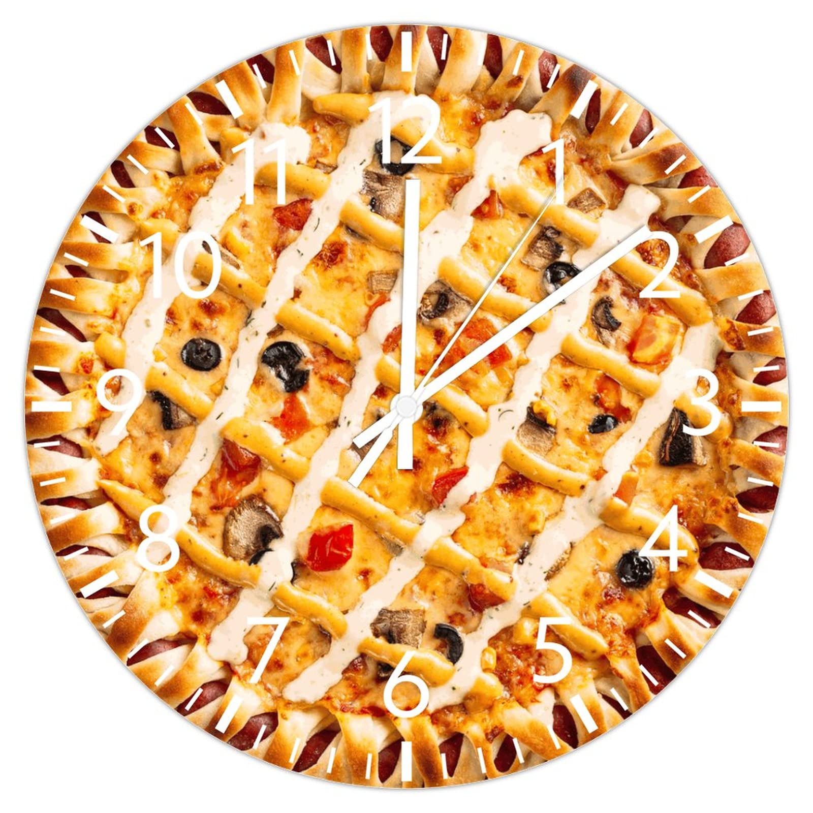 Horloge murale silencieuse sans tic-tac motif pizza 30cm