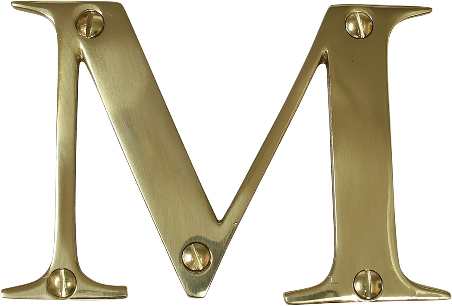 RCH Hardware 2350M-PB075 Solid Brass 3" Tall House Letter M Shiny Gold Matching Screws, Polished Brass