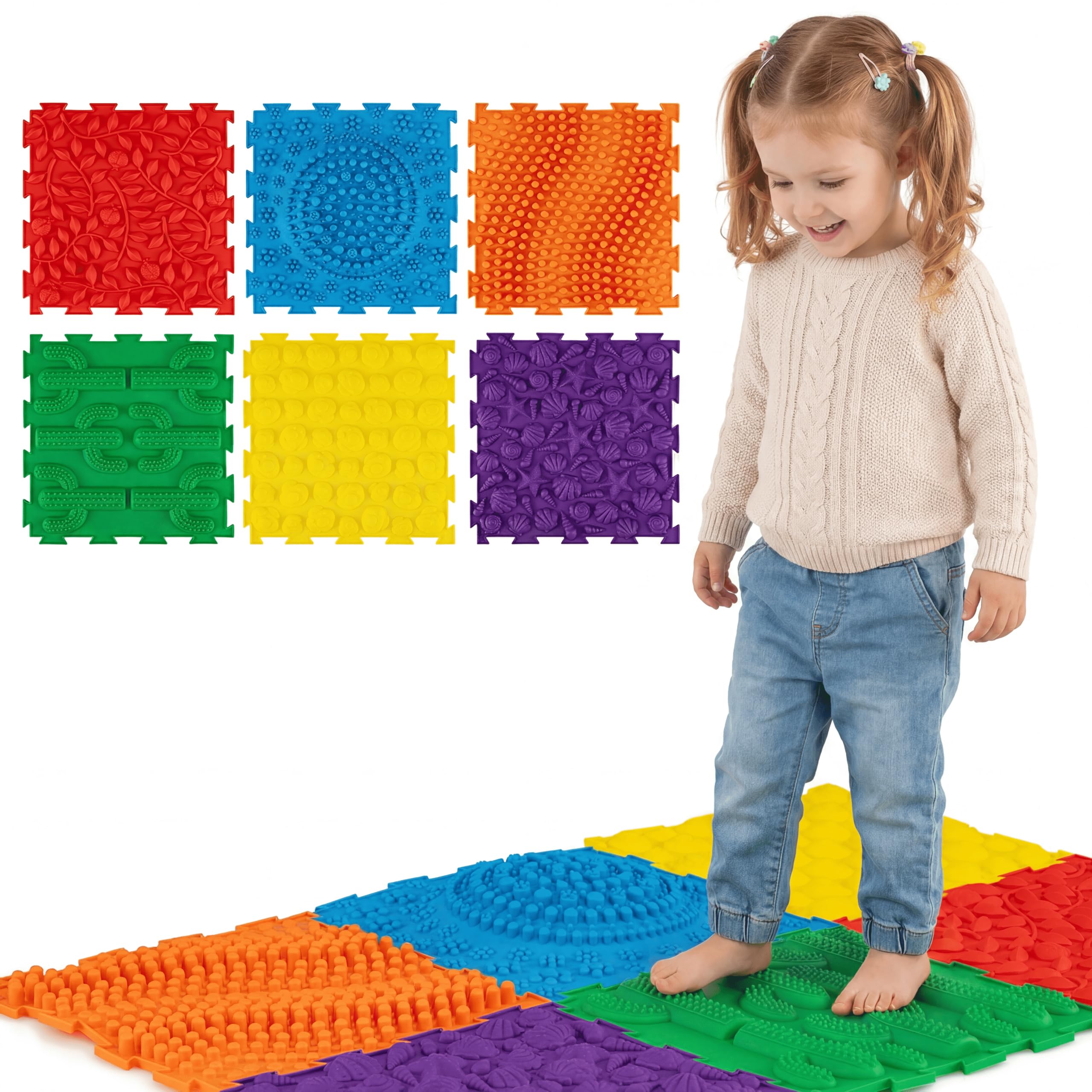 GYMAX 6 PCS Massage Sensory Puzzle Mats