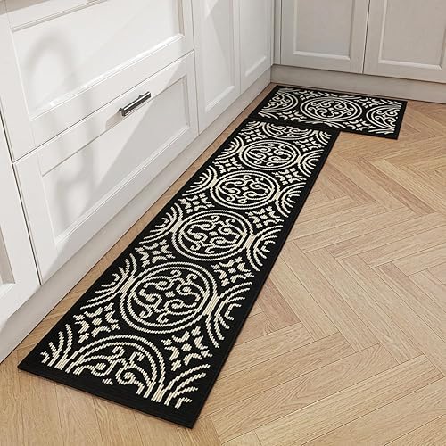 Miniatura 8 de GIB - Juego de 2 alfombras de cocina de 17.7 x 28 pulgadas + 17.7 x 59 pulgadas, suaves, superabsorbentes, lavables a máquina, antideslizantes,
