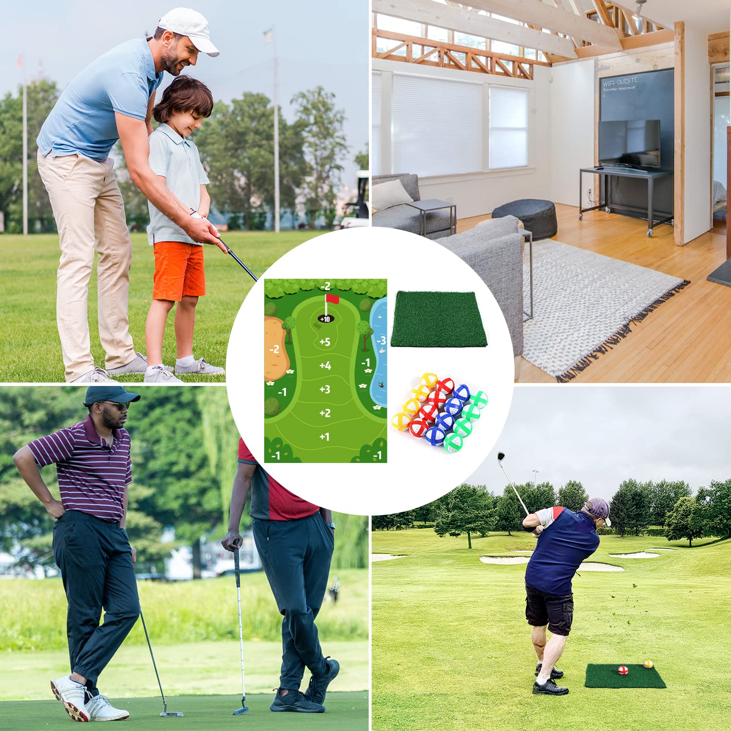Luter Tapete de Entrenamiento de Golf, Juego de Golf para Casa, 1.15x1.7m, Lavable, para Adultos y Niños de la Familia