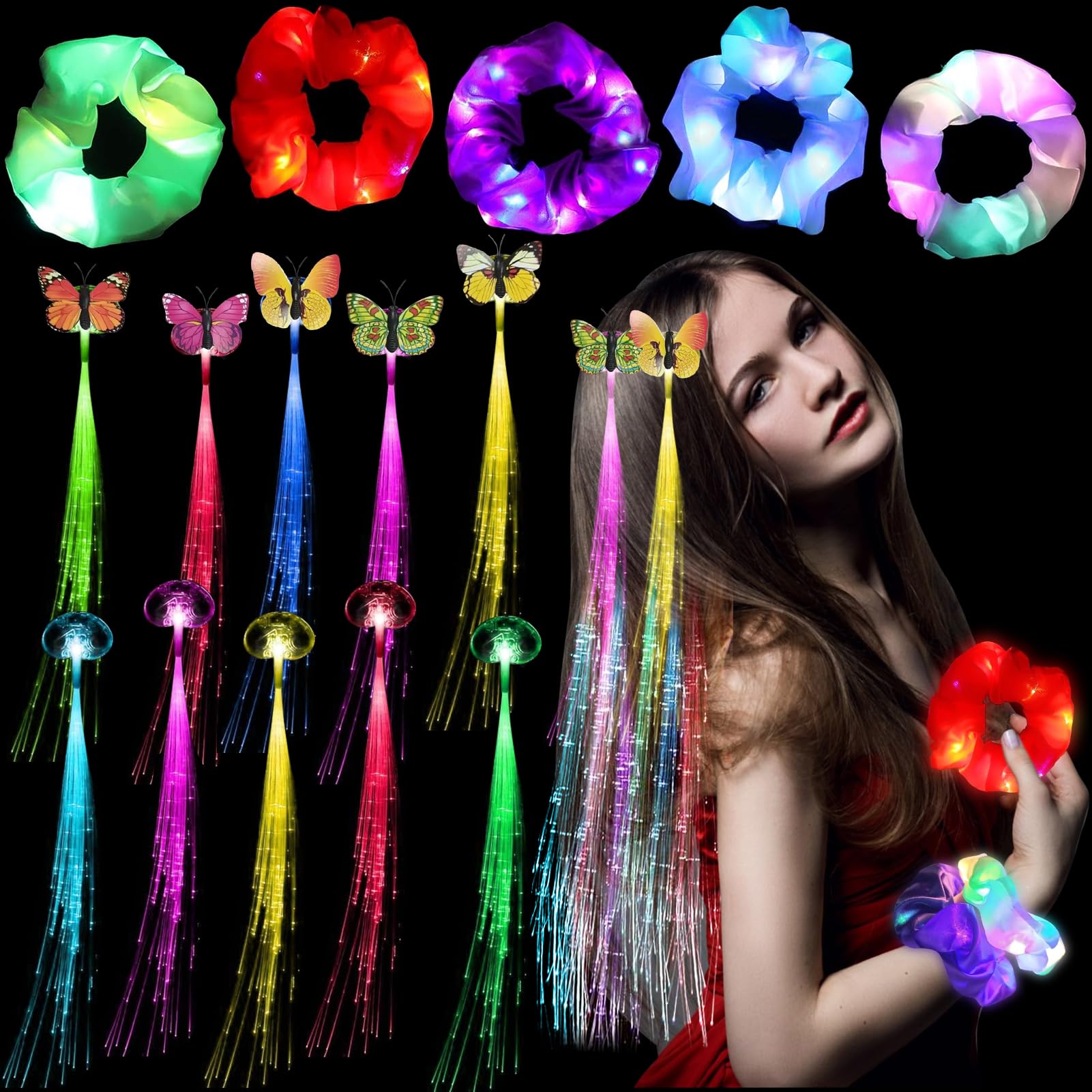 Cerchietto Luminoso LED Per Capelli – 2 Pezzi – Multicolore Con 3 Modalità Di Luce – Accessorio Per Feste, Discoteca, Halloween E Natale - 6