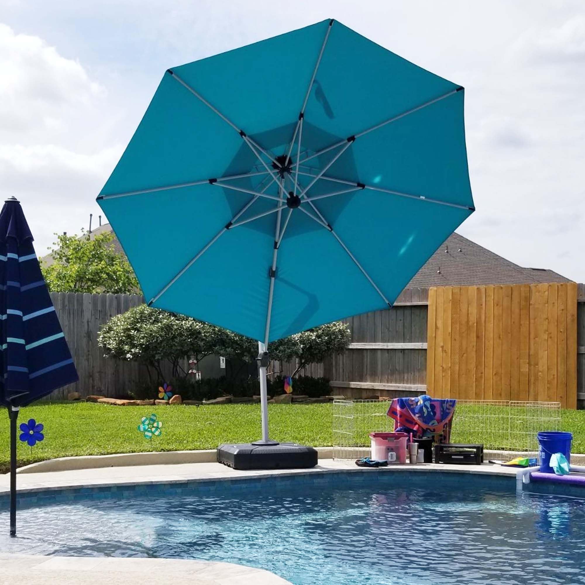 3 vent patio umbrella PHI VILLA 10ft 3 Tier Auto-tilt Outdoor Double Vented Patio Umbrella