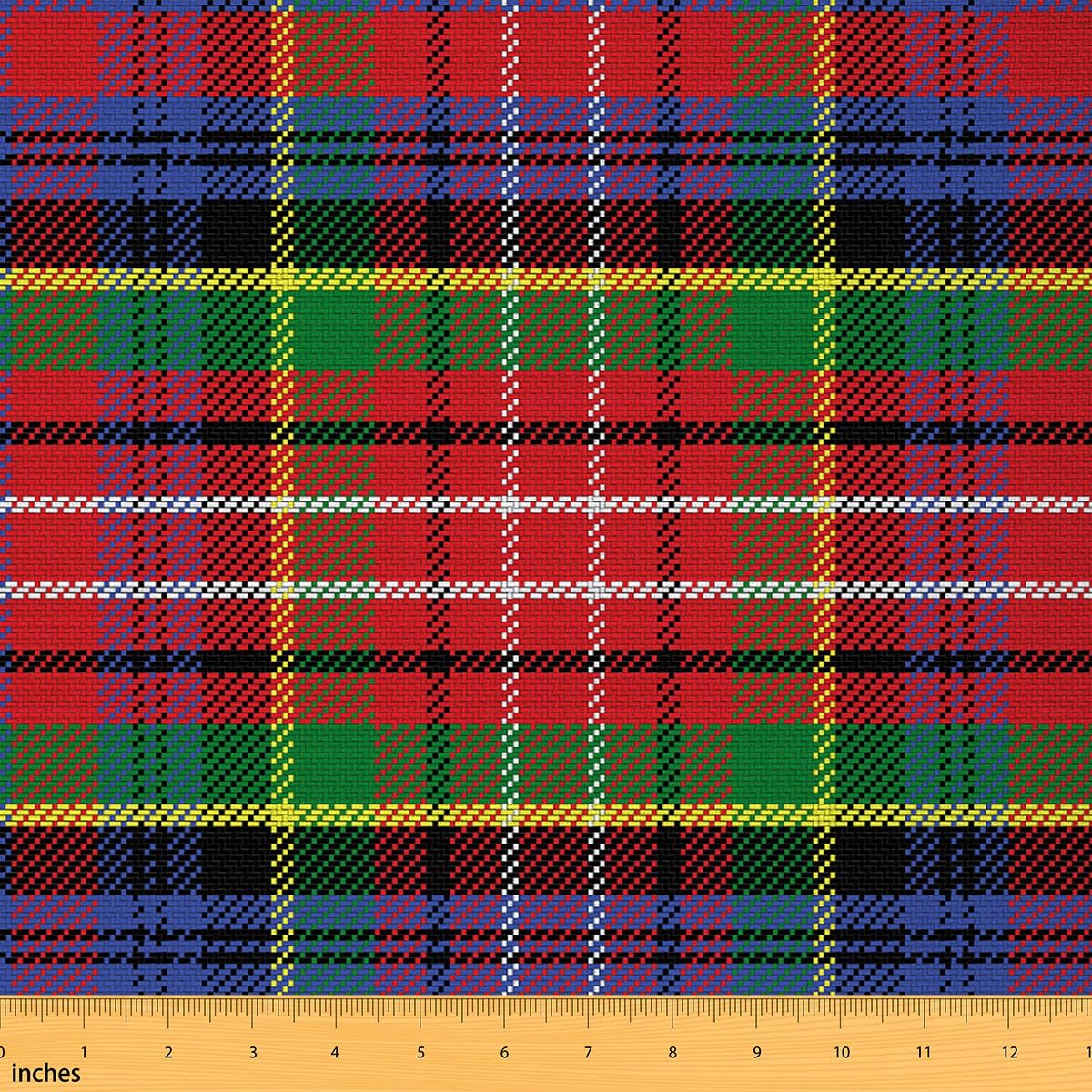 Tissus au Metre Exotique, Vintage Caledonian Ethnique écossais Plaid motif Tissu 276x150cm Chaise Canapé, motif classique extérieur Tissu imperméable