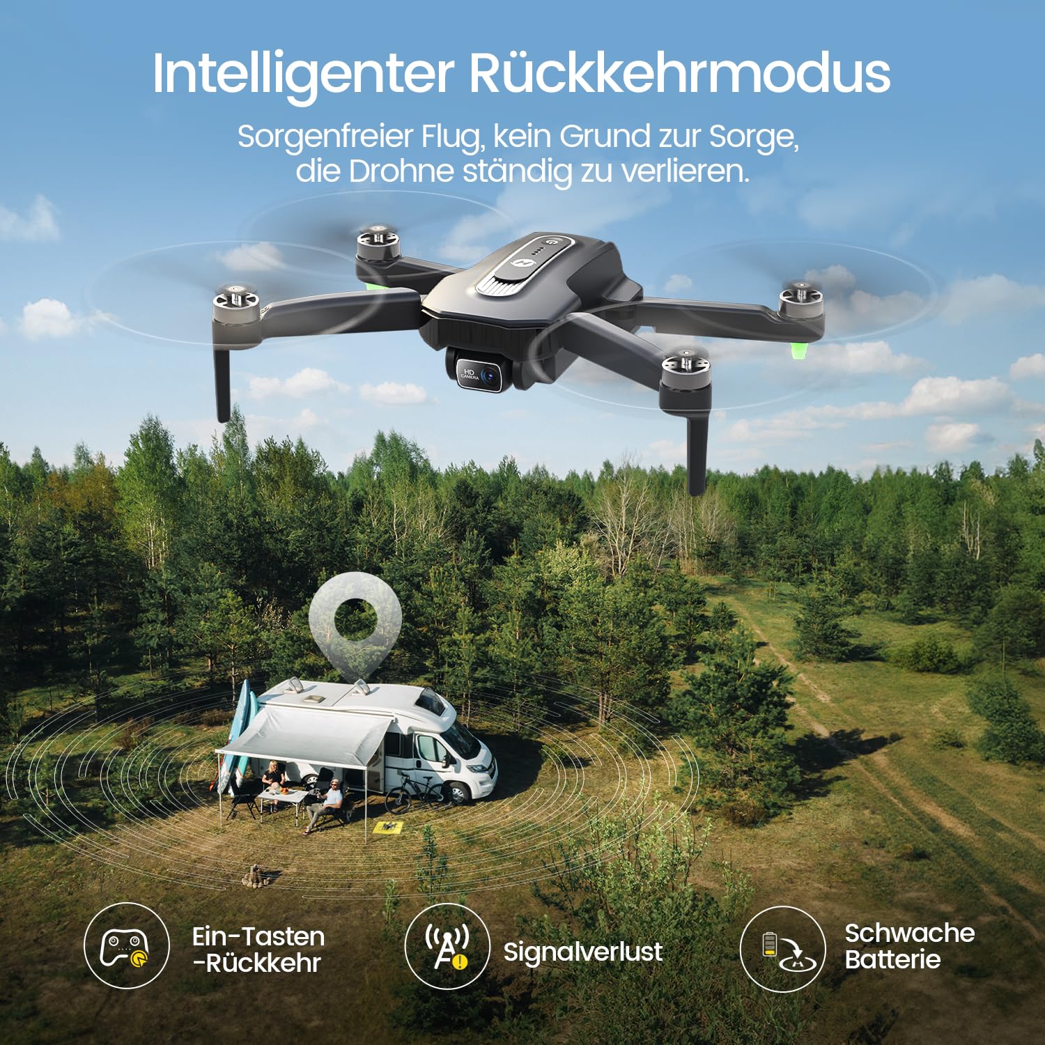 Holy Stone HS460 GPS Drohne mit 4K Kamera für Anfänger& Erwachsene | 52 Min. Flugzeit, Bürstenloser Motor, Follow Me & Rückkehr, 5G FPV Übertragung, Faltbar, Unter 249g