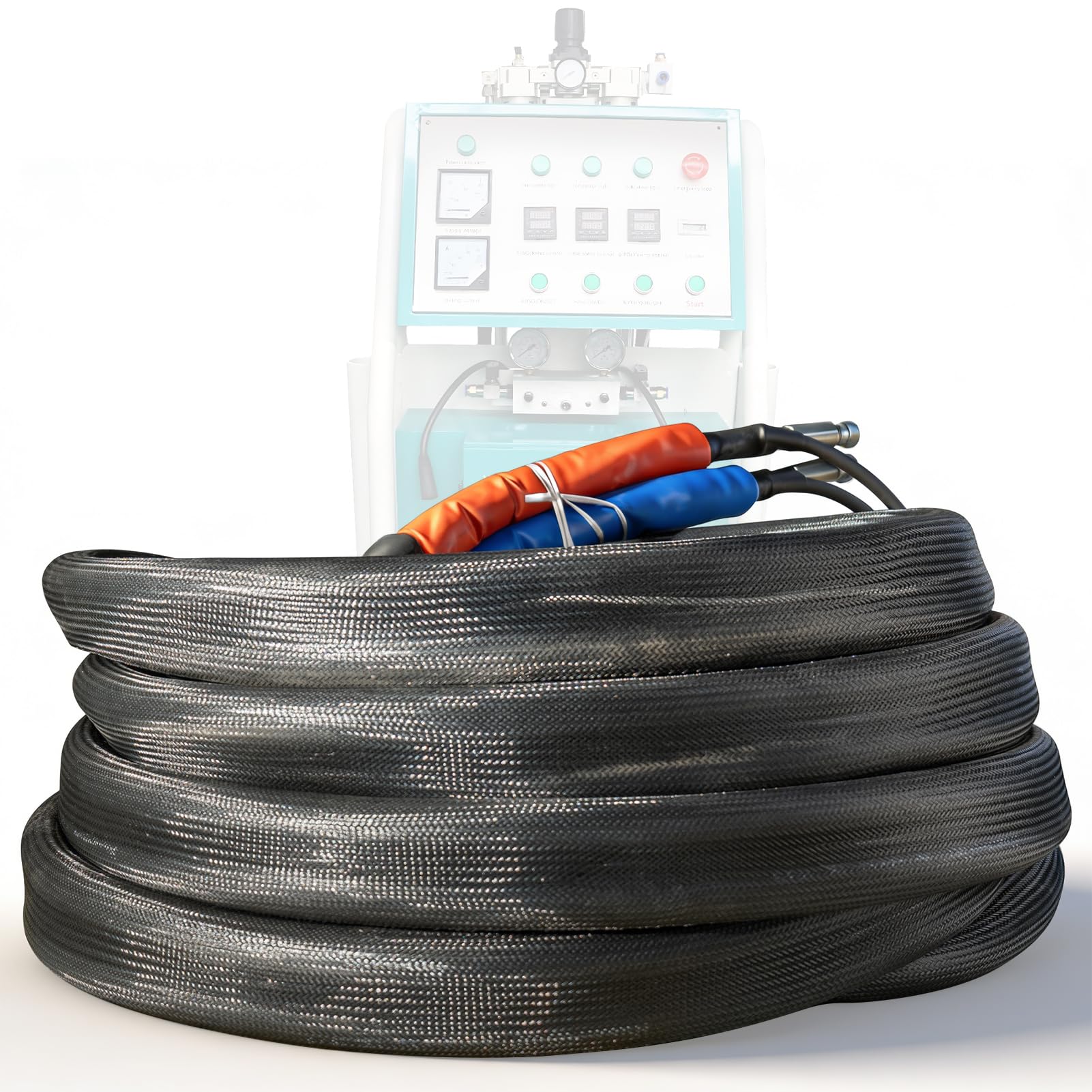 MMS Polyurethane Polyurea Heating Hose for MMS A25/E3 Foam Spray Machine, 59 Inch(15Meters) Heater Pipe for PU Foam Spraying, Insulation Coating, Polyurea Application