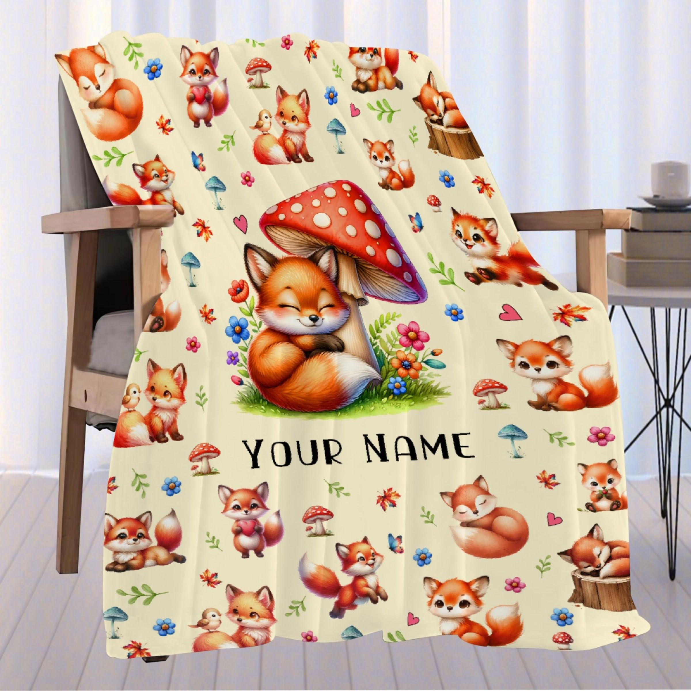 Personalized Fox Baby Blanket - Custom Name Blanket For Girls, Soft Flannel Fleece, 30x40 Inches, Perfect Baby Shower Gift - View #13