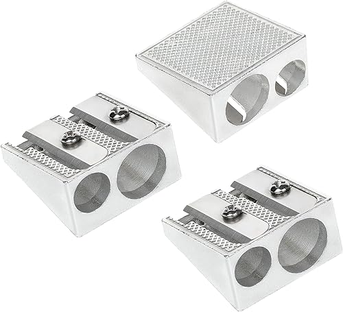 Sacapuntas  Paquete de 3  Sacapuntas de metal pequeño de mano  Mini sacapuntas de doble agujero