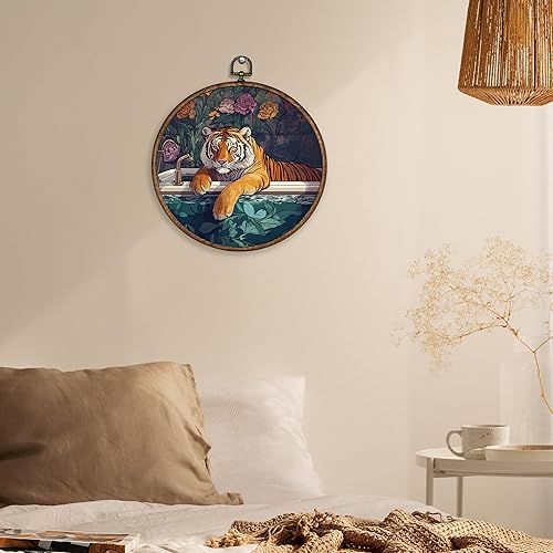 Miniatura 2 de XBBMGG Maximalist - Decoración de pared de tigre para baño, divertido tigre en la bañera, decoración redonda para colgar en la pared, impresiones en