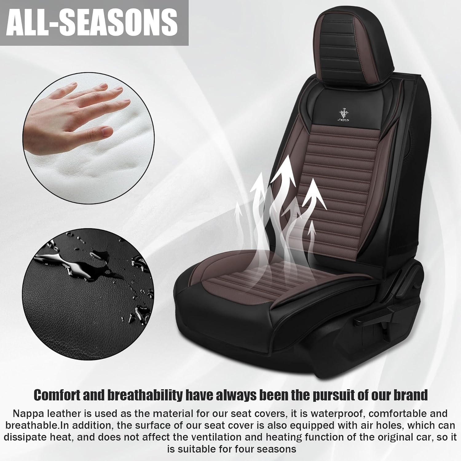 Car Seat Cover Fit for Toyota Rav4 2019-2026 Breathable and Waterproof Faux Leather Automotive Fashion Seat Covers,Non-Slip Easy to Install Car Interior Covers(Black&Coffee,Full Set)