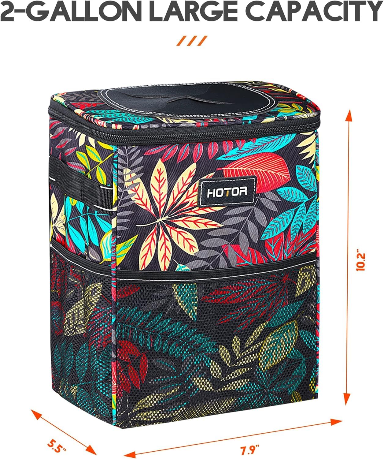 HOTOR Car Trash Can, Leakproof Car Organizer, 2-Gallon, Autumn Leaves view 8