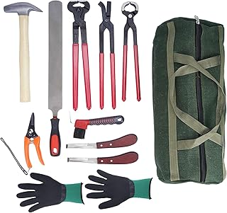 Lukar 12-Piece Deluxe Farrier Tool Kit: Complete Set for Hoof Trimming and Shoeing