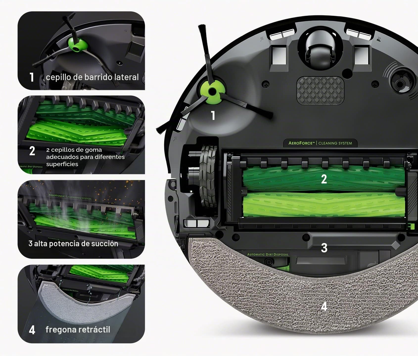 Irobot Roomba Combo J7 Robot Aspirador y Mopa - Aspira y trapea automáticamente sin necesidad de evitar alfombras, identifica y evita obstáculos, mapeo inteligente, Alexa, ideal para mascotas, grafito