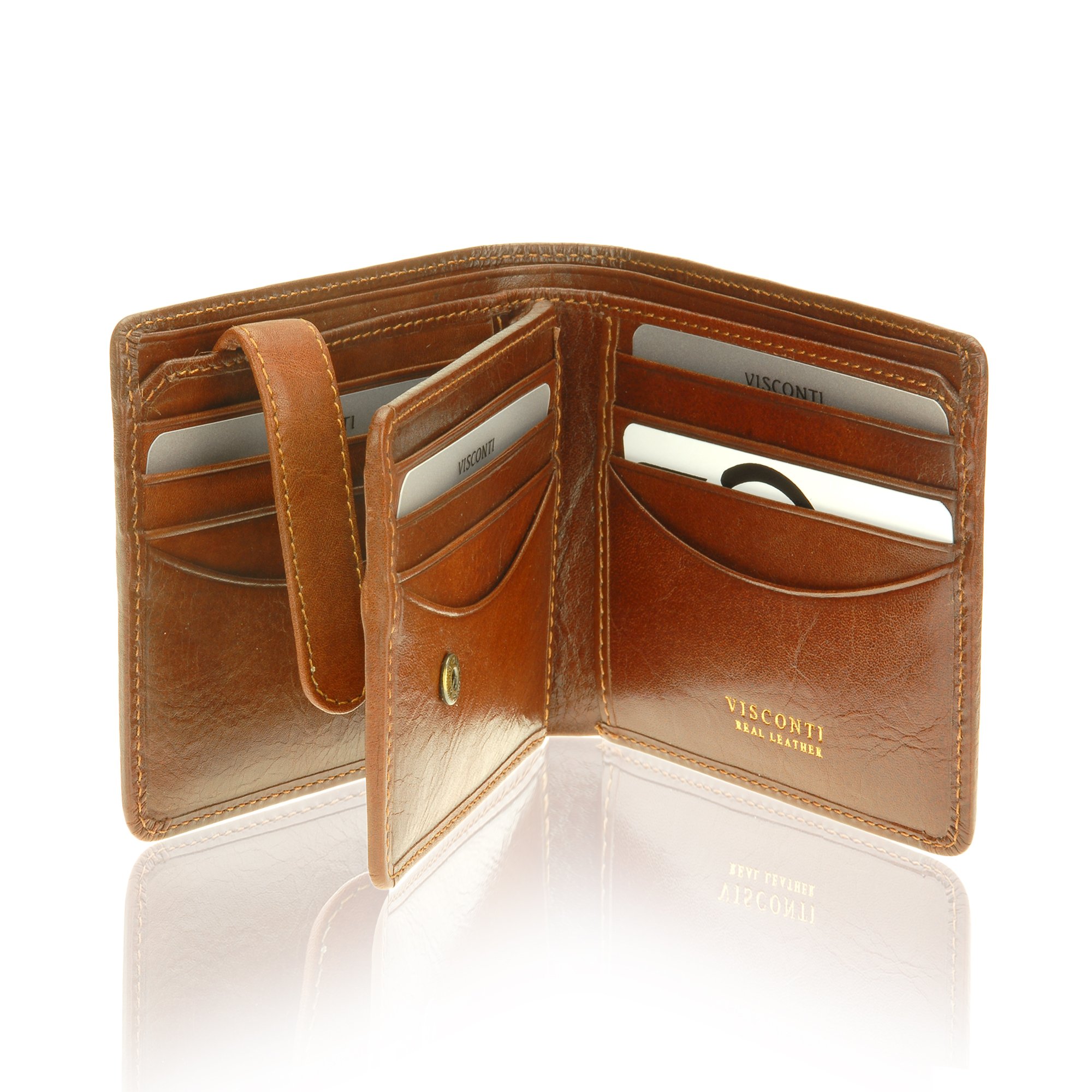 VISCONTITuscany 43 Secure RFID Blocking Genuine Leather Wallet (Tan)