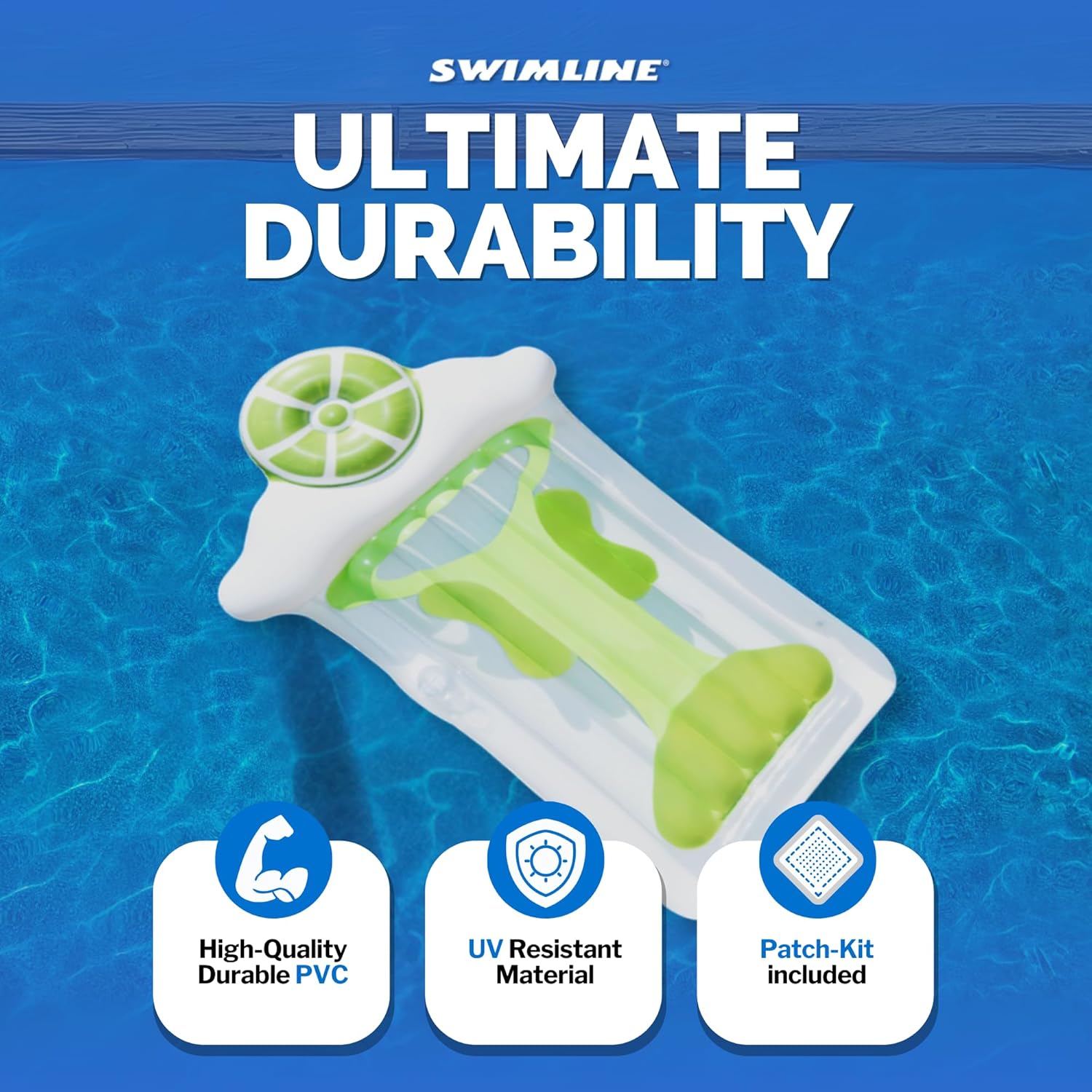 SWIMLINE Inflatable Swimming Pool Float Lounger Raft Mattress, Fun Mat, Margarita, Green