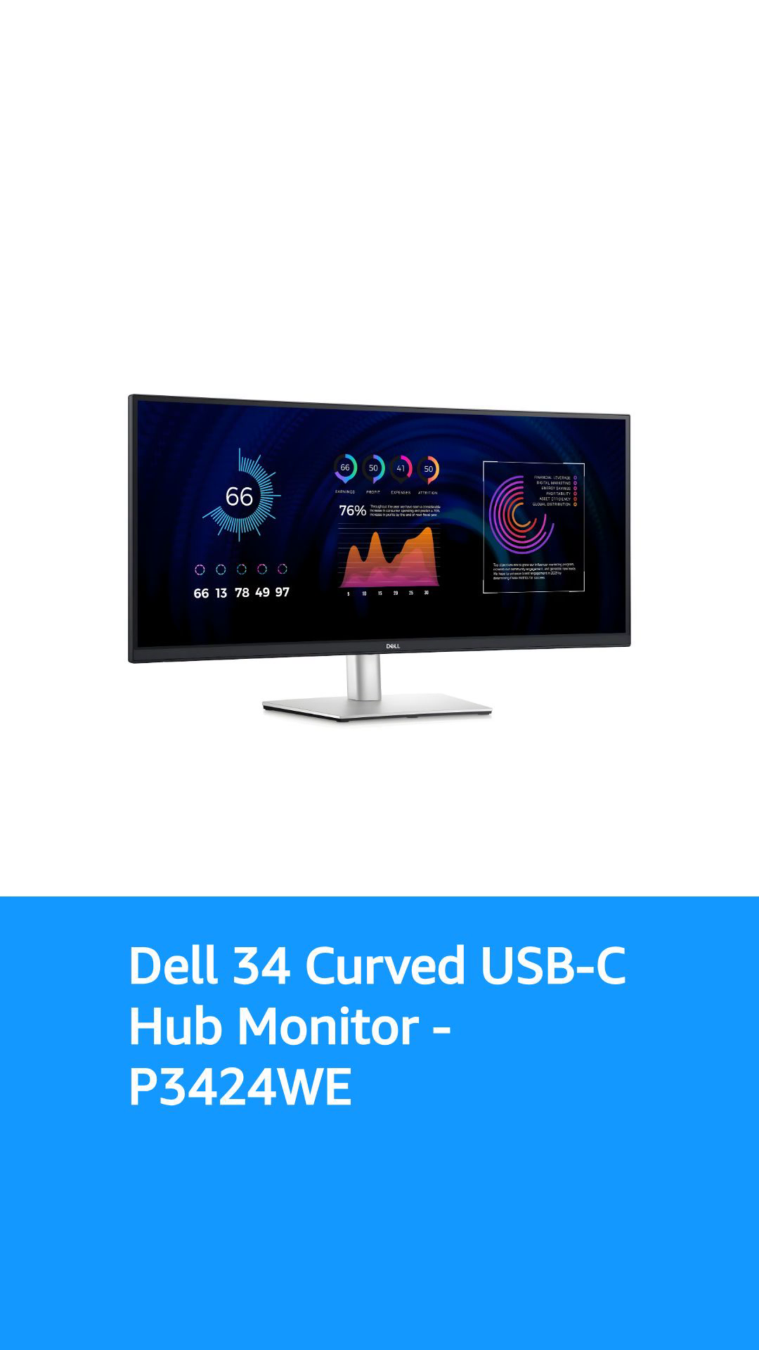 Dell 34 Curved USB-C Hub Monitor - P3424WE - 34-inch WQHD 3440 x