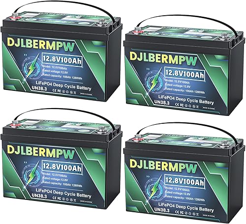 Batería de litio LiFePO4 de 48 V 100 Ah, batería de carrito de golf de ciclo profundo de 8000+ 48 V, BMS integrado de 5120 W, 4 unidades de baterías