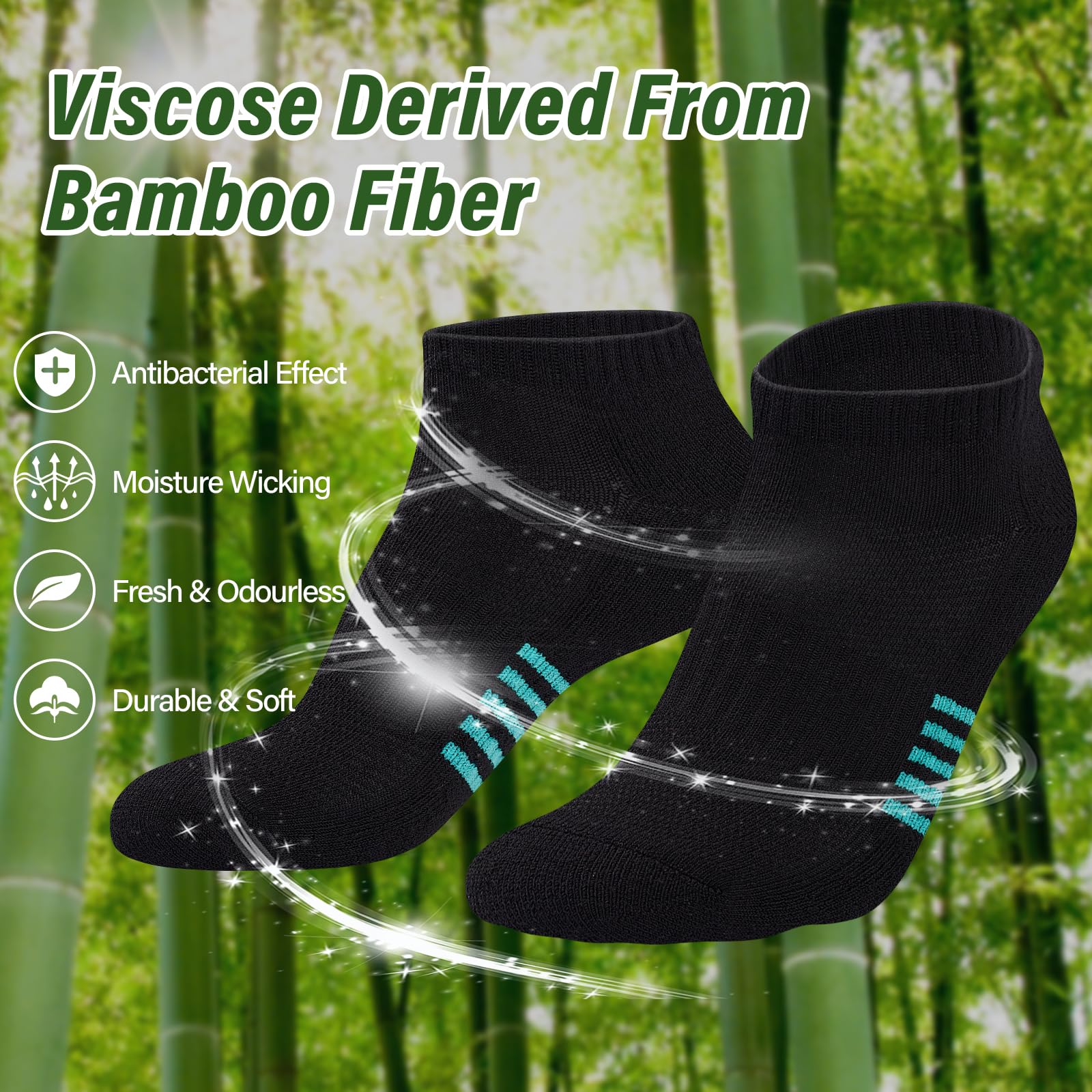 Bamboo Trainer Socks Womens 6 Pairs, Breathable Cushioned Ladies Ankle Socks, Anti Blister Short Athletic Sports Running Sock, Low Cut Summer Walking Sock — view 2