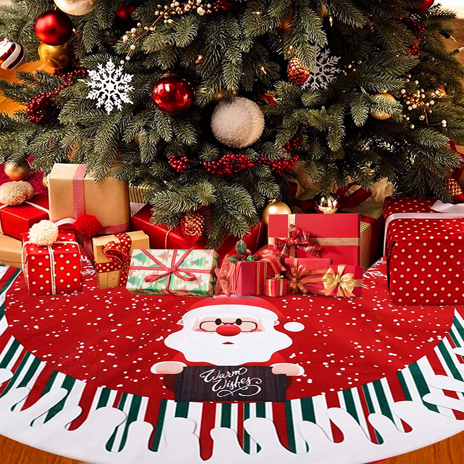 Pangutheos Jupe De Sapin De Noël, 78cm Rond Rouge Couvre-Pied De Sapin