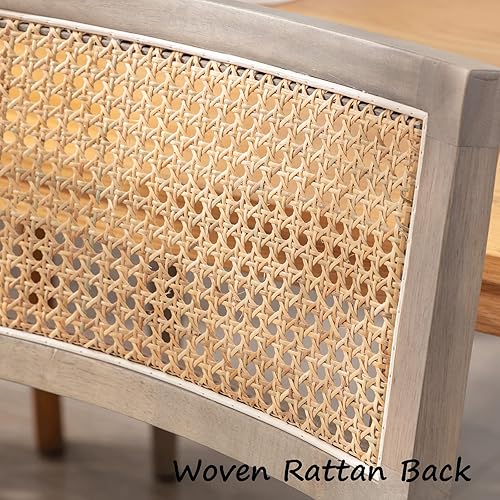 Miniatura 5 de ZHENGHAO Juego de 2 sillas de comedor estilo granja, sillas de cocina con respaldo de caña de ratán francés, sillas cómodas tapizadas, sillas retro