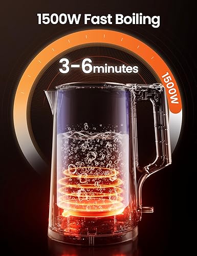 Vista 25 de COMFEE' Hervidor eléctrico de acero inoxidable, hervidor de té eléctrico y caliente de 1.7 litros, hervidor de agua caliente y hervido rápido